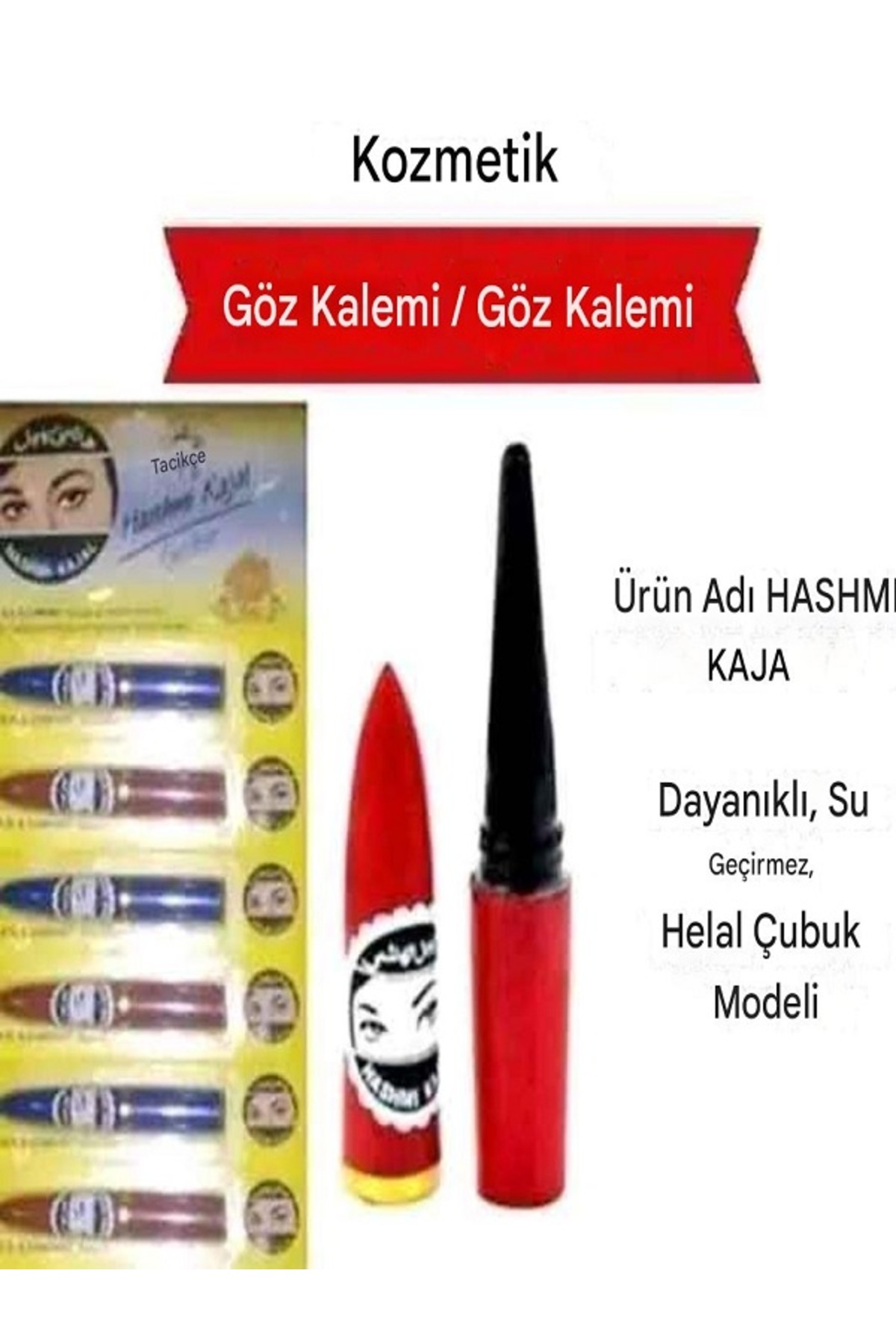 Haşimi Arap Stick Göz Sürmesi Kajal Asansörlü Siyah Göz Sürmesi Kohl Siyah Ruj Şeklinde Göz Sürmesi 1 adet