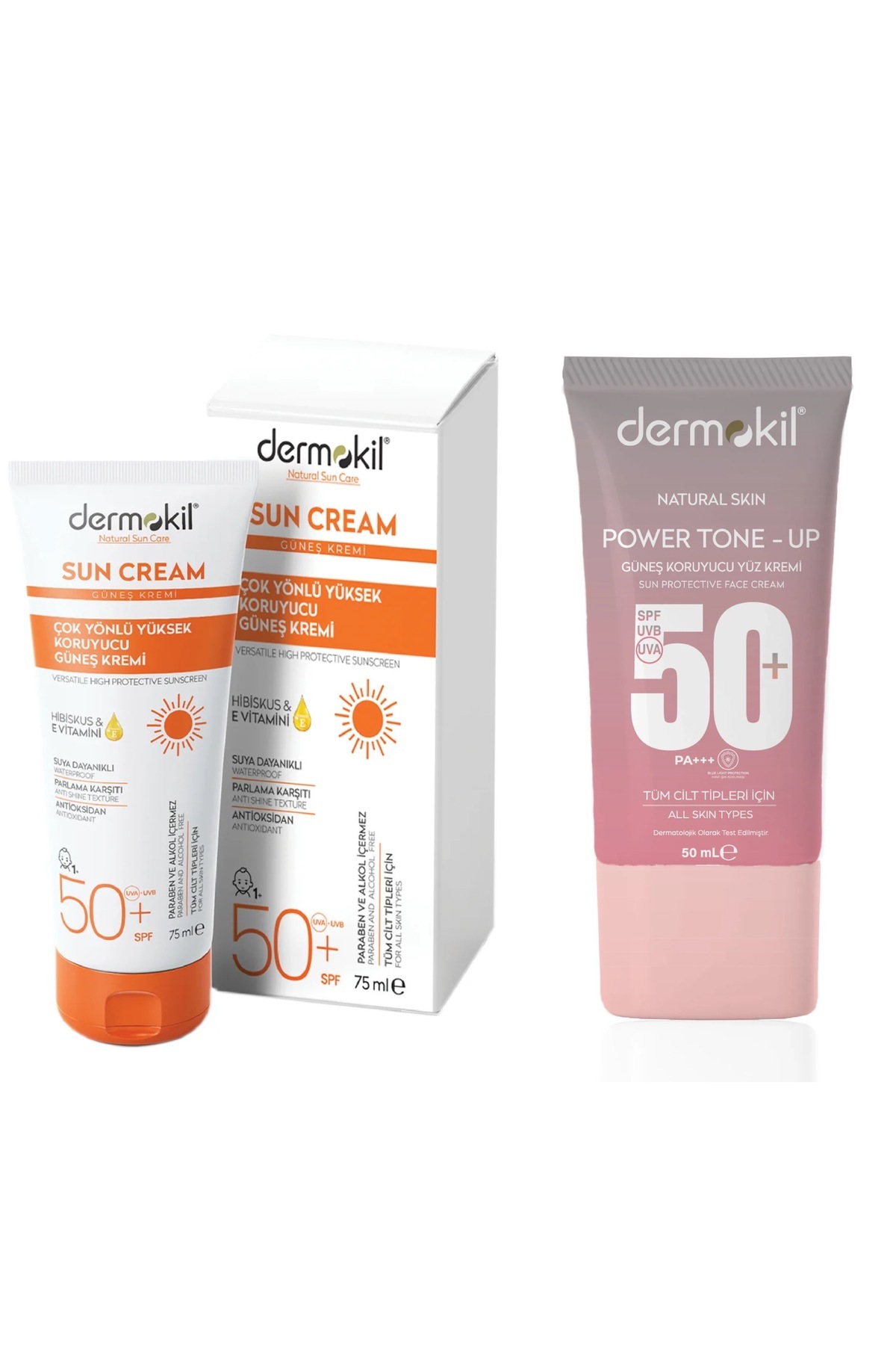 Dermokil SPF 50+ Güneş Kremi 75 Ml+Power Tone-Up 50 Ml 2’Li Set
