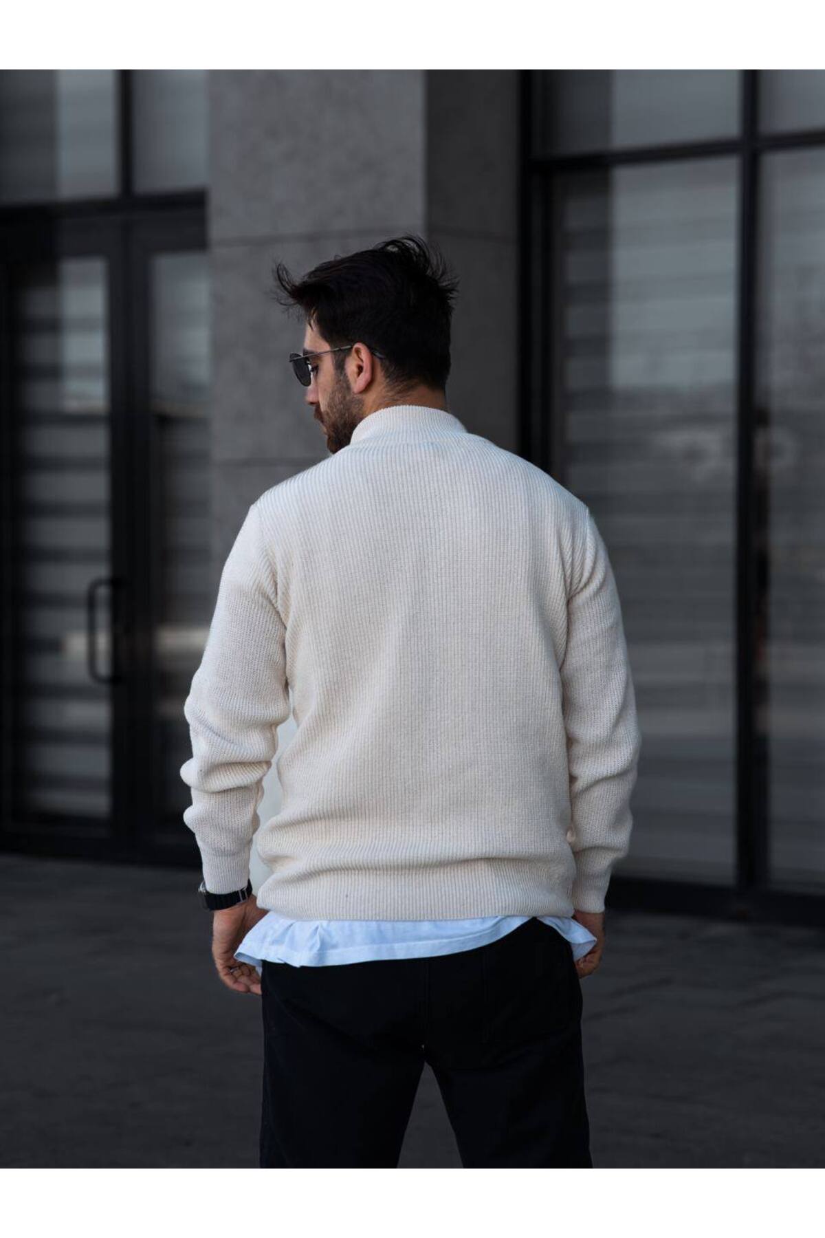 Fermuarlı Triko Kazak — کرم FTK-01 — تصویر 4 از 4