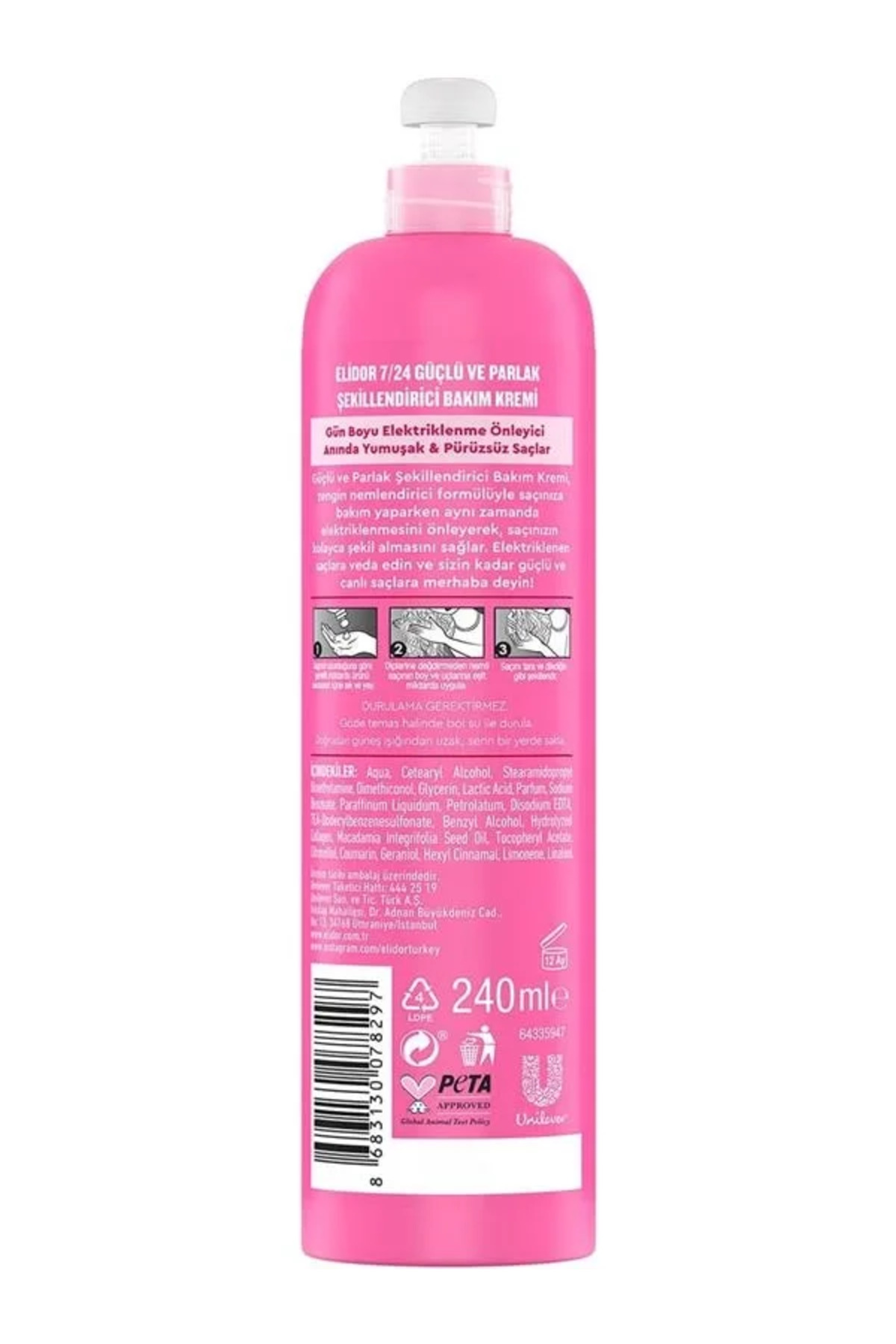 7/24 Şekillendirici Saç Bakım Kremi Güçlü ve Parlak Kuru ve Mat Saçlar 240 ml — uys187670 — تصویر 5 از 7