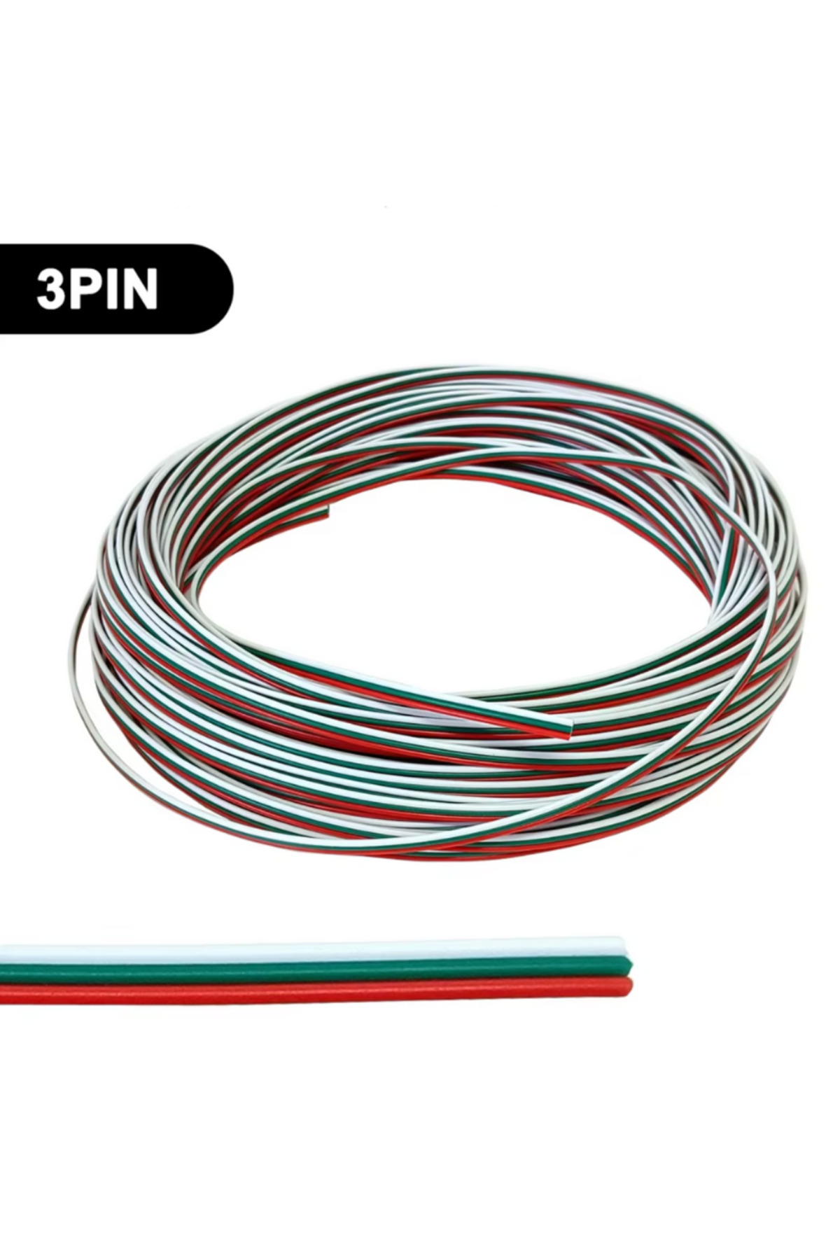 DEMİRLED 3 Pin Kordon Kablo 3X0.22mm Şerit Led Kablosu 3 lü JST Elektrik Kablosu Kalaylı Bakır Kablo 100 Metr