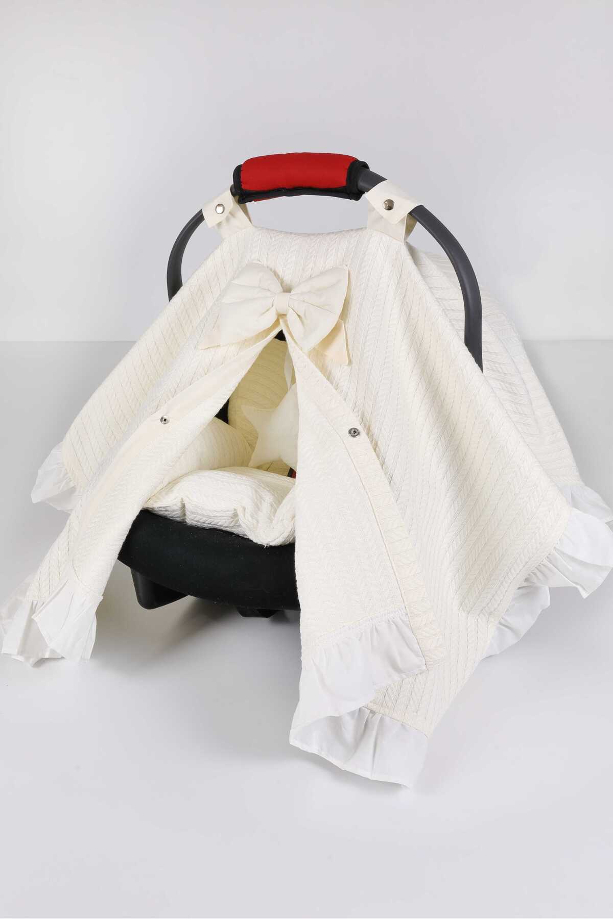 Umaybebek Puset Örtüsü, Puset Minderi, 2 Parça, Örgü pike, %100 pamuk kumaş, Seyahat arkadaşı - Bel Destekli fotoğrafı 2 (önizleme)