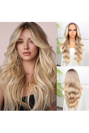 Marsilyan Rus Kumralı Platin ve Balköpüğü Ombreli Işıltılı Dalgalı Tül Peruk