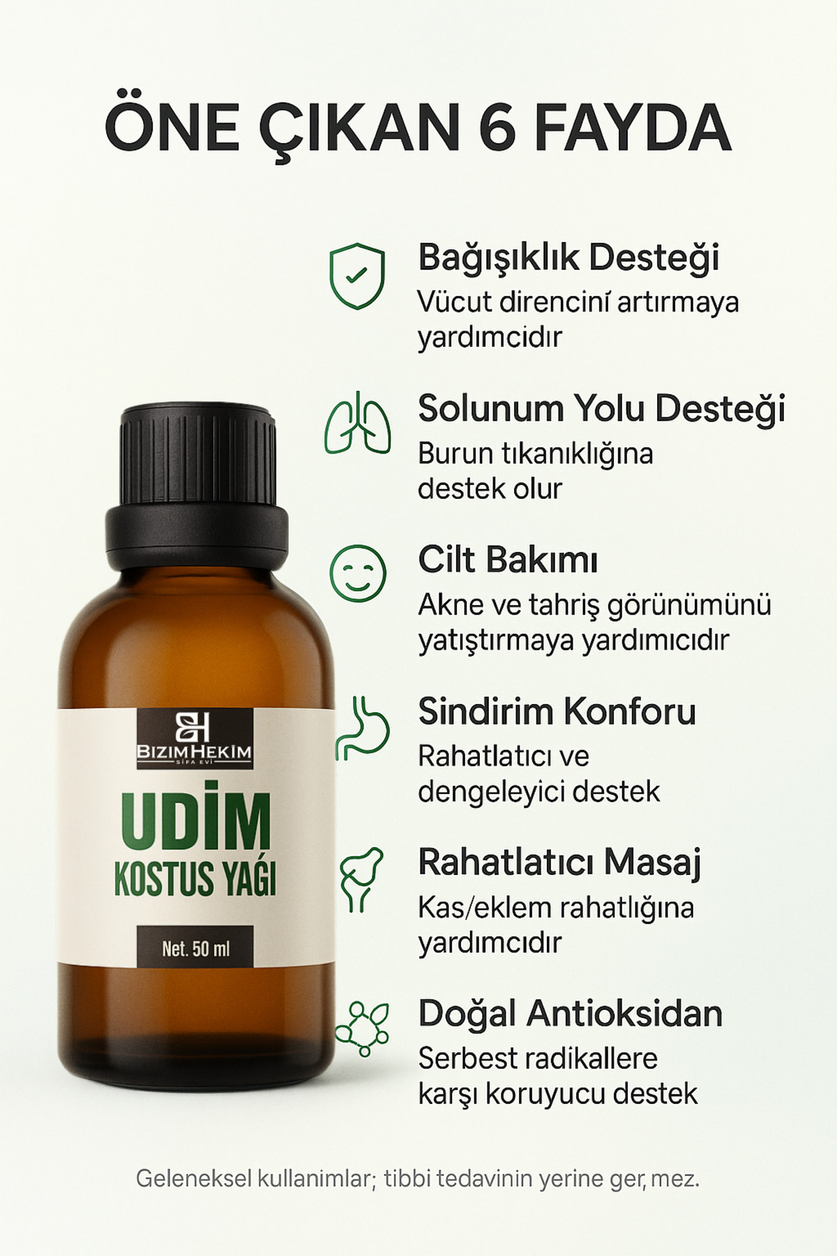 UDİM Udi Hindi (Kostus) Yağı 50 ml – Çörekotu Yağı Emilimli, %100 Doğal & Katkısız — udim1 — تصویر 2 از 5