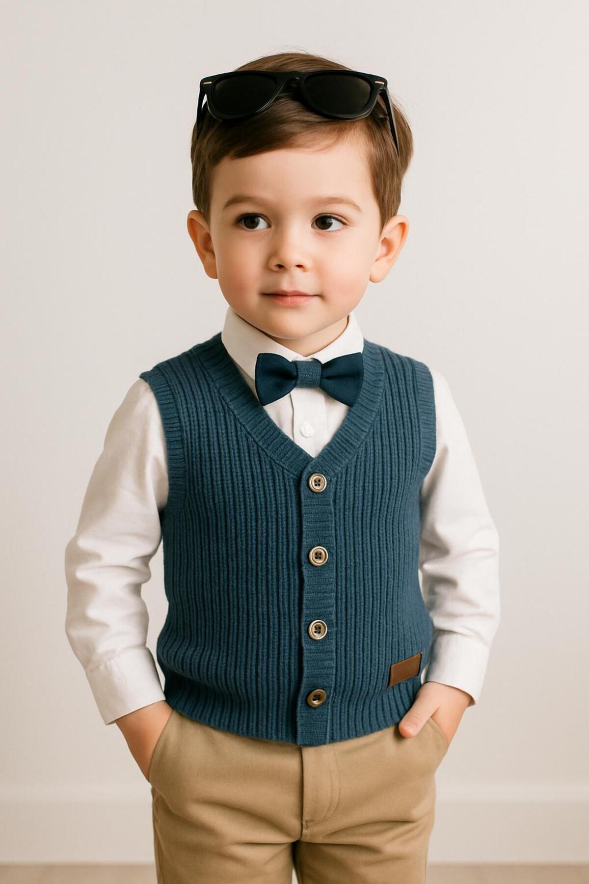 meriç bebe - bütün çocuklar melektir. mrc Erkek Çocuk Selanik Örgü Yelek – Esnek ve Şık – 0-5 Yaş fotoğrafı 4 (önizleme)