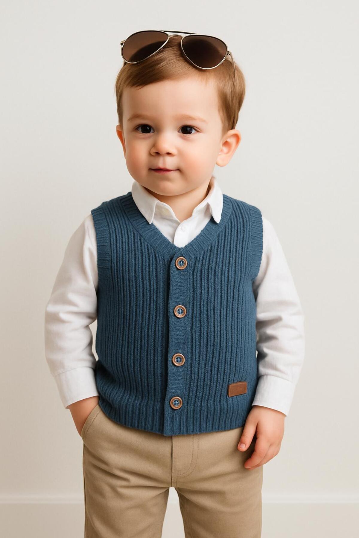 meriç bebe - bütün çocuklar melektir. mrc Erkek Çocuk Selanik Örgü Yelek – Esnek ve Şık – 0-5 Yaş fotoğrafı 2 (önizleme)