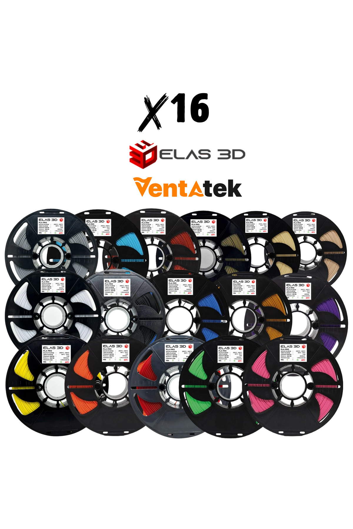 ELAS3D Elas 3D Pla Pro Filament 1.75mm 16 Kg Avantajlı Paket