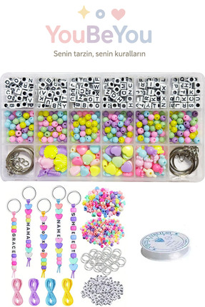 By MO Accessories 18'li Kutuda Anahtar Charm (çarm) Yapma Seti Çanta Anahtarl...