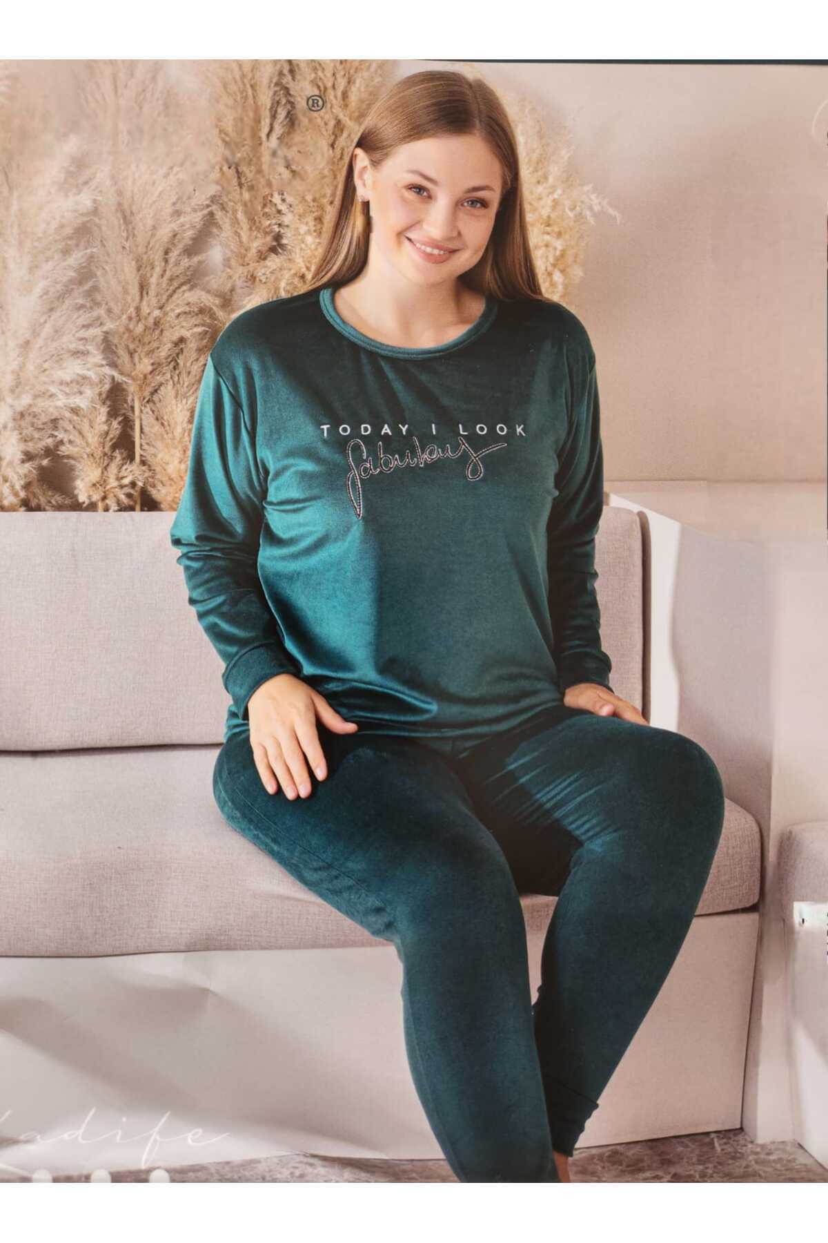 Modella Life Kadife Battal Beden Anne Pijama Takımı 224