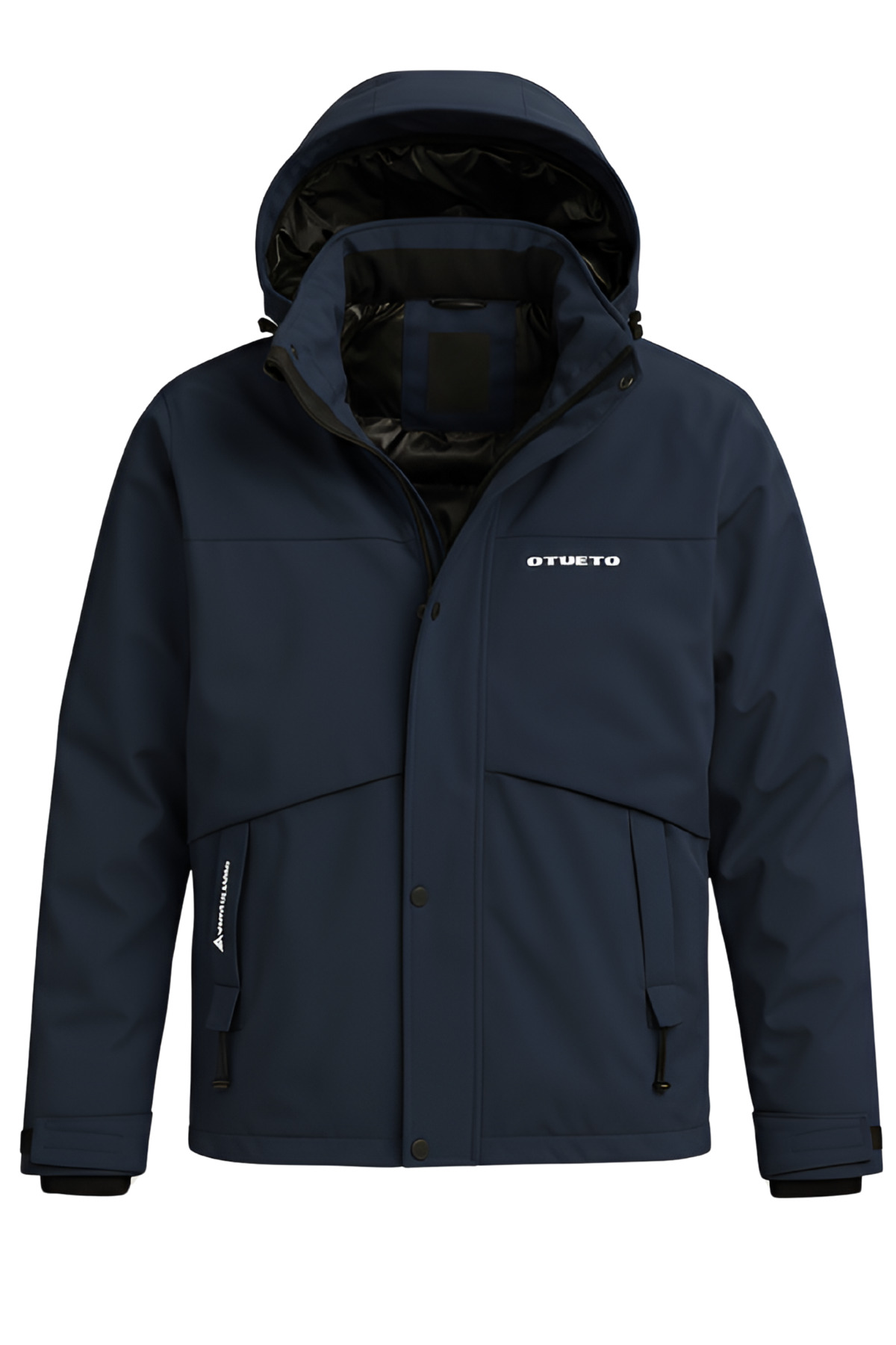 Erkek Gri Su ve Rüzgar Geçirmez Çıkartılabilir Kapüşonlu Softshell Mont & Kaban - Lacivert