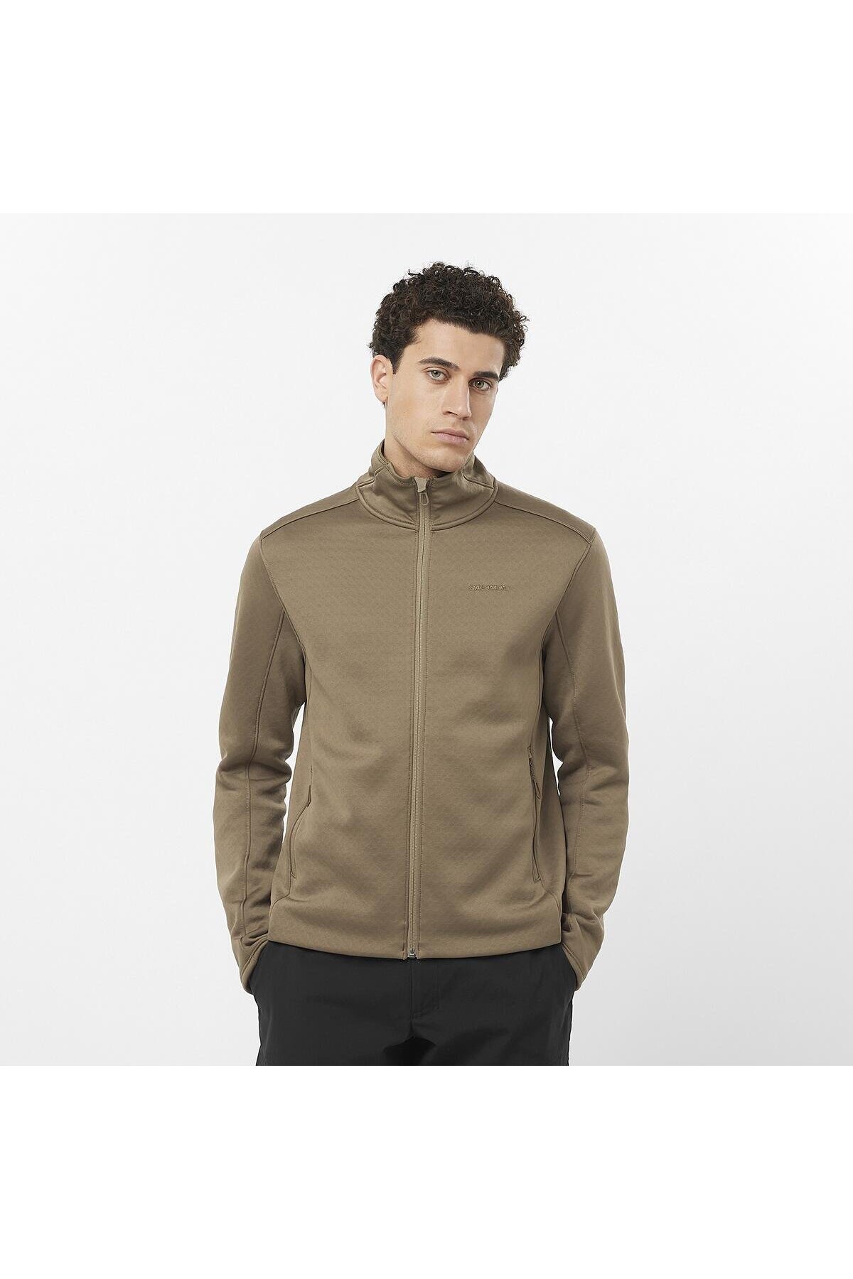 سالومون کاپشن پشمی مردانه تمام زیپ OUTLINE مدل SHITAKE LC2329100 گرم