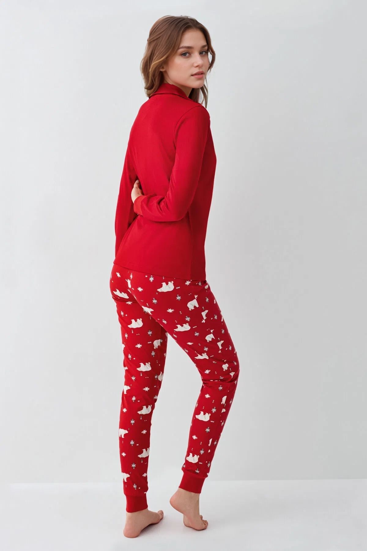 Loule %100 Pamuklu Anne & Kız Çocuk Baskılı Kırmızı İkili Pijama Takımı L1.RP.371.7.002 fotoğrafı 5 (önizleme)