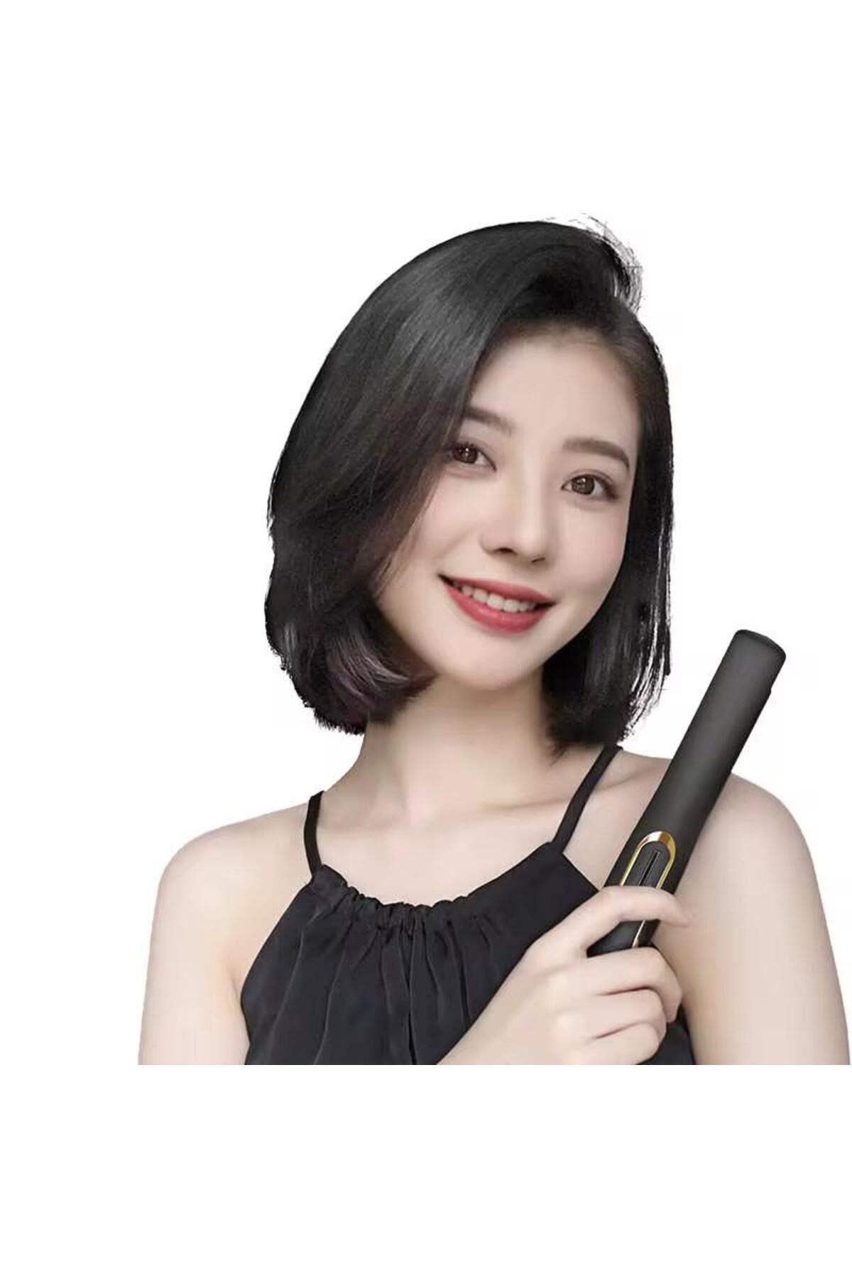 جهاز فرد شعر لاسلكي صغير قابل للشحن عبر USB بدرجة حرارة عالية وسيراميك أسود 🔥