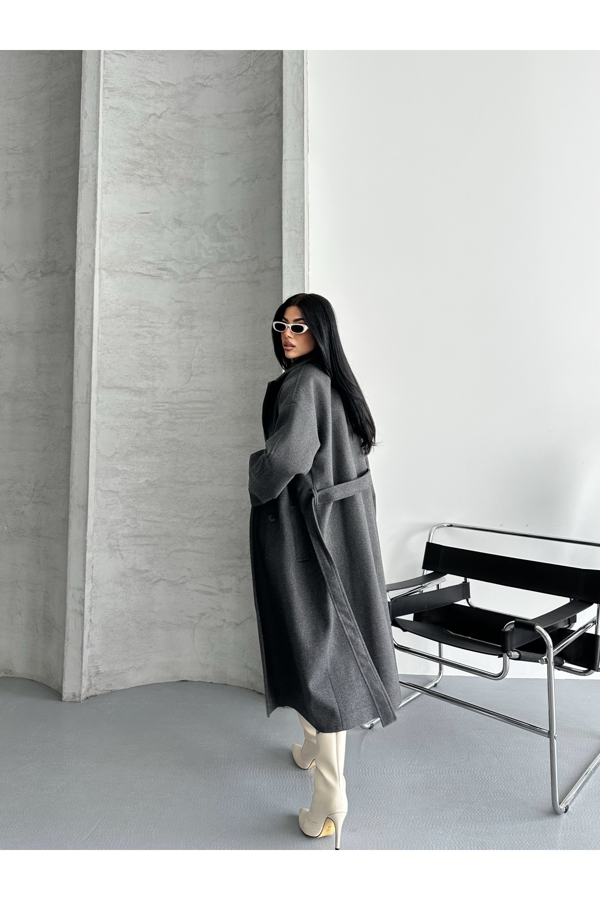 Fashionbox kadın premıum kalite oversize astarlı kaban 25105 görsel 8