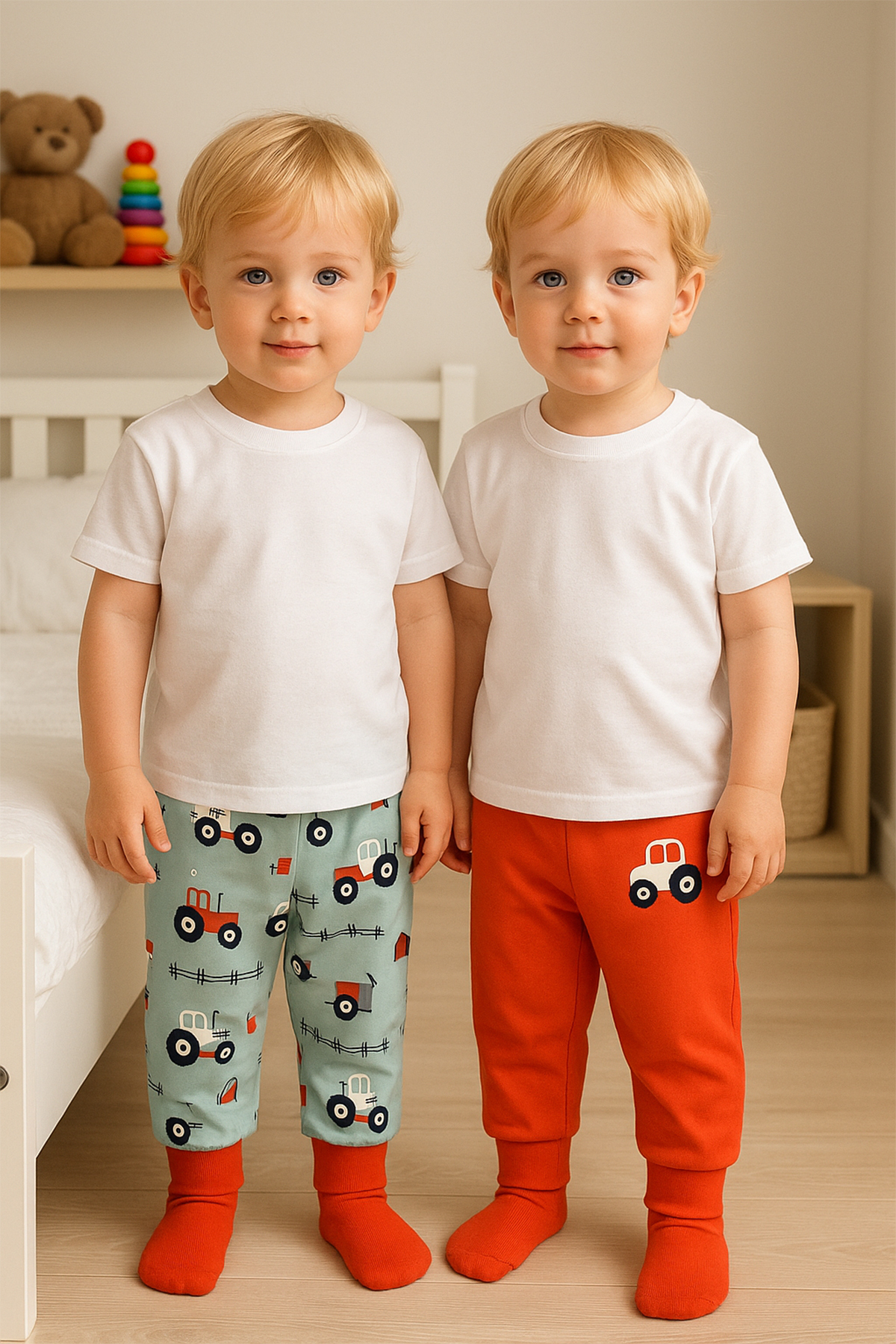 Melekpare Bebek&çocuk Organik Patikli Pantolon Kendinden Çoraplı Alt Pijama Mevsimlik Pamuk 2'li Set fotoğrafı 4 (önizleme)