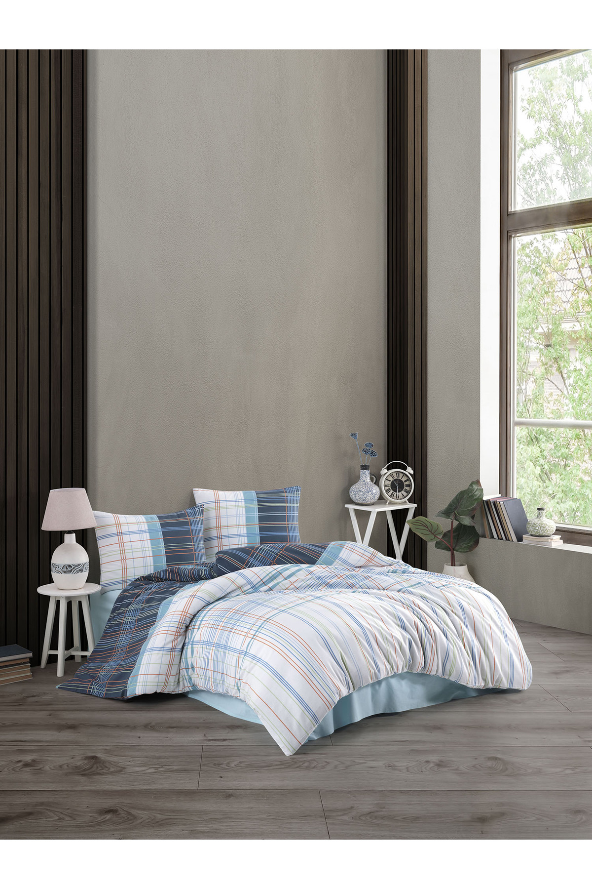 Crystal Ranforce Double Duvet Cover Set | 100% Cotton | 57 Strands | 4 Pieces | Luxury Box