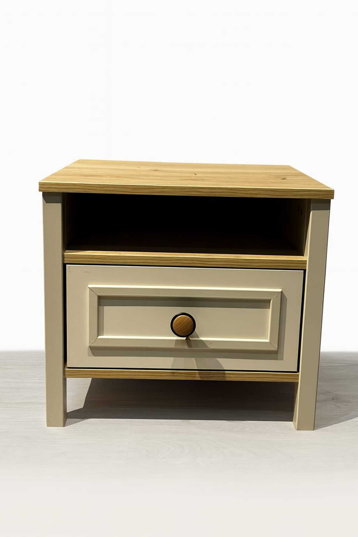 alfafe home Tek Çekmeceli Modern Komodin – Fonksiyonel Başucu Sehpası (G 54 x Y 48 x D 45 cm)