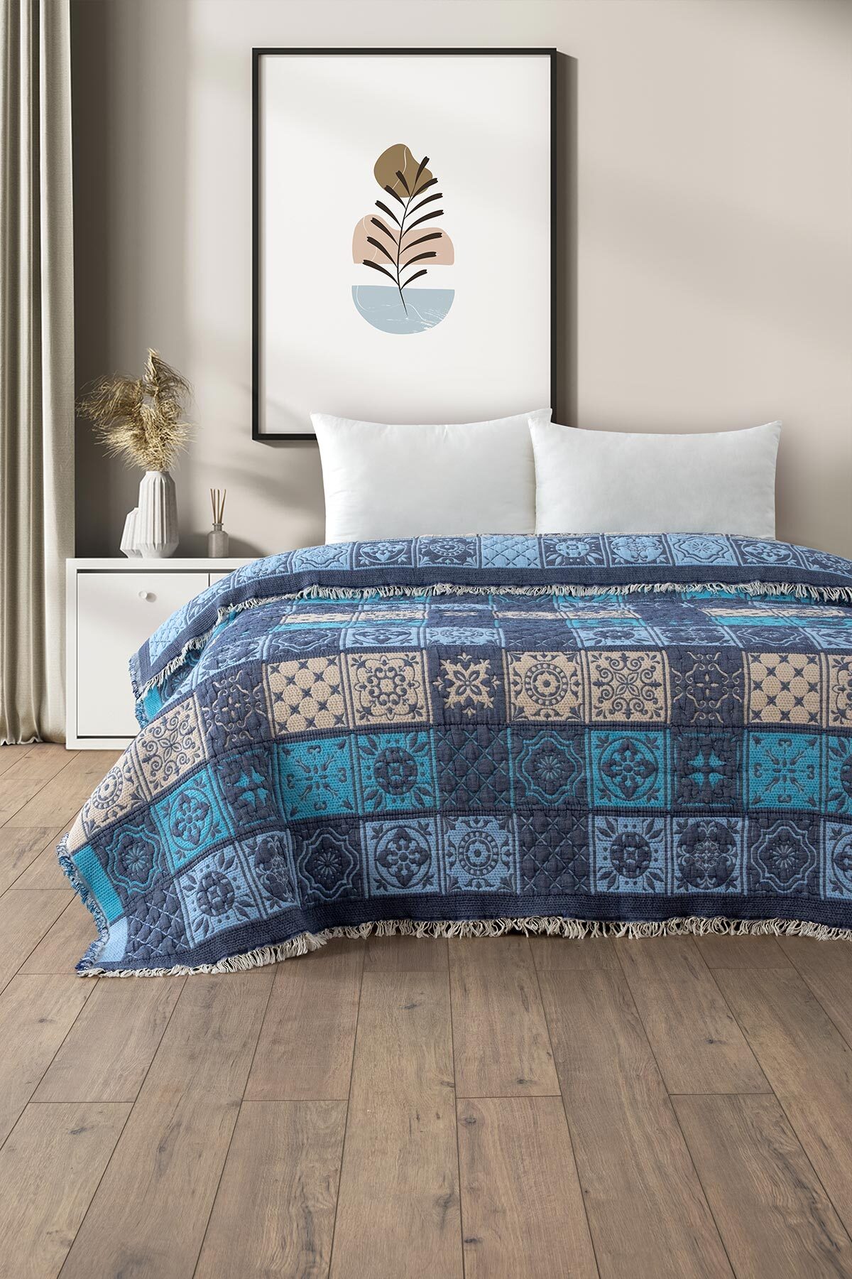 Patchwork Blue Shades Patched Model Muslin Duvet - Double Soft Duvet - Cotton 220x240cm