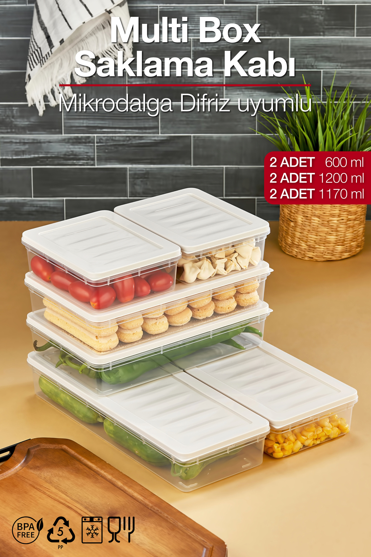 ALP HOME Multi Box 6 Parça 3 Farklı Boy Saklama Kabı Seti - Dondurucu & Mikrodalga Uyumlu