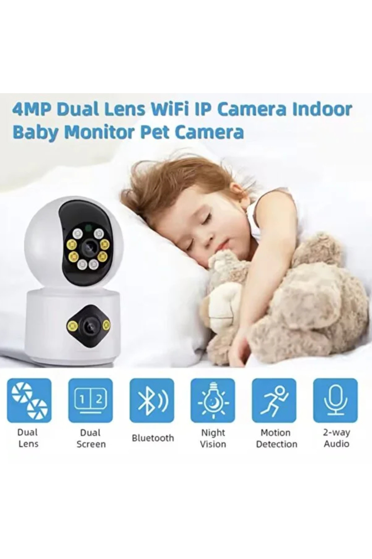 YOYO MART Bebek Kamerası Akıllı Ev Kamerası WIF Kablosuz Güvenlik Kamerası 4MP Bebek Monitörü fotoğrafı 3 (önizleme)