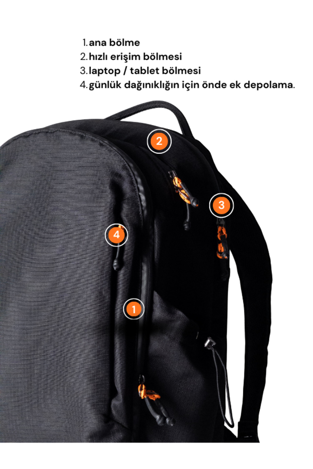 KraftCover  All City Backpack Su İtici Sırt Çantası - Laptop Bölmeli Su İtici Fermuar & Ripstop Kumaş - Görsel 3