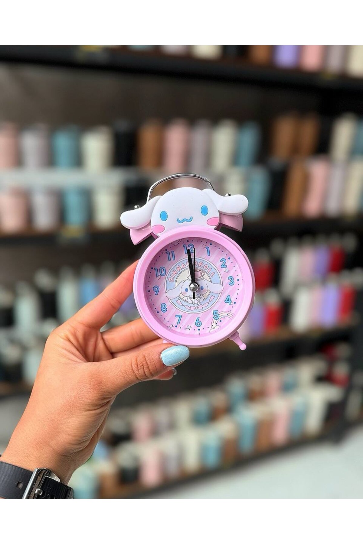 置物 chasakuramomomaru HEPBİMODA Cinnamoroll Çalar Saat Masa Saati Kuromi Cinnamoroll