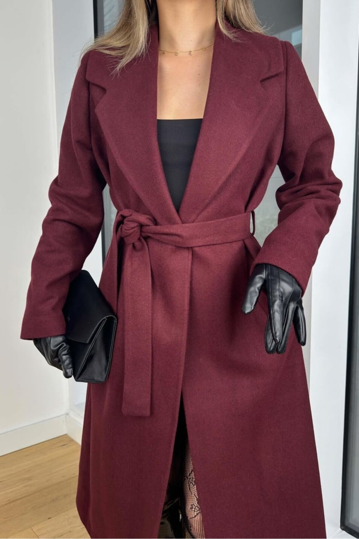 Suziş  KADIN MÜRDÜM KUŞAKLI PREMİUM KABAN 9350 - Görsel 6