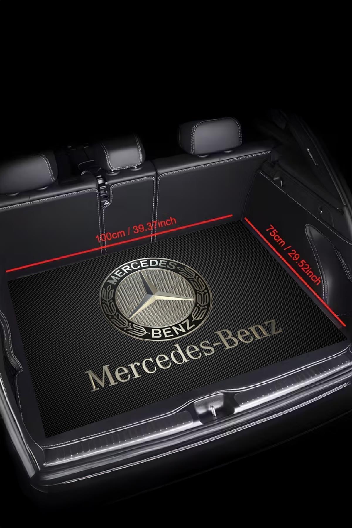 Carmine Carpet Dijital Baskı Dekoratif Mercedes Desen Araba Bagaj Matı Yıkanabilir Bagaj Havuzu