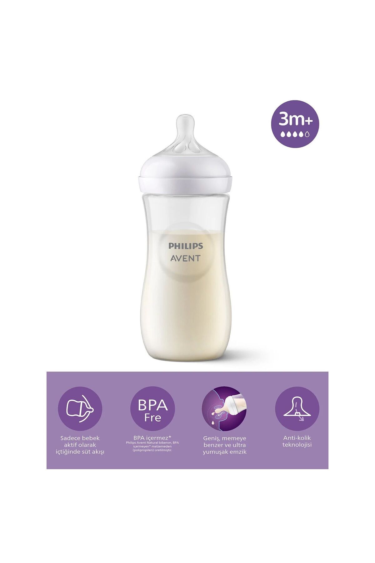 Philips Avent Doğal Tepkili Natural Response PP Biberon 330ml 3+ Ay Bebek Monitörü