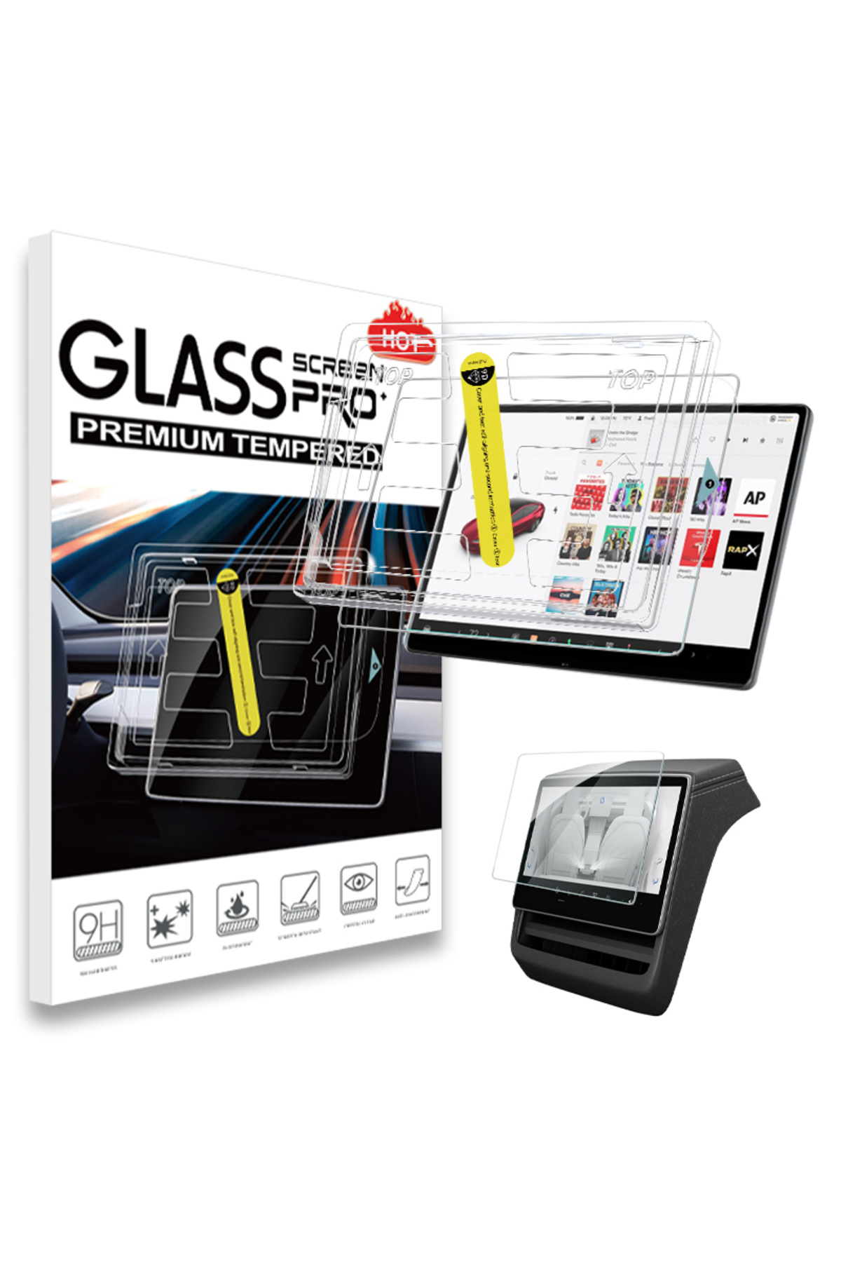 Red Lion parts TESLA JUNİPER 15,4'' BLUE LIGHT Ekran Koruyucu AR Oleofobik Uygulama Aparatlı Temperli Cam ÖN+ARKA