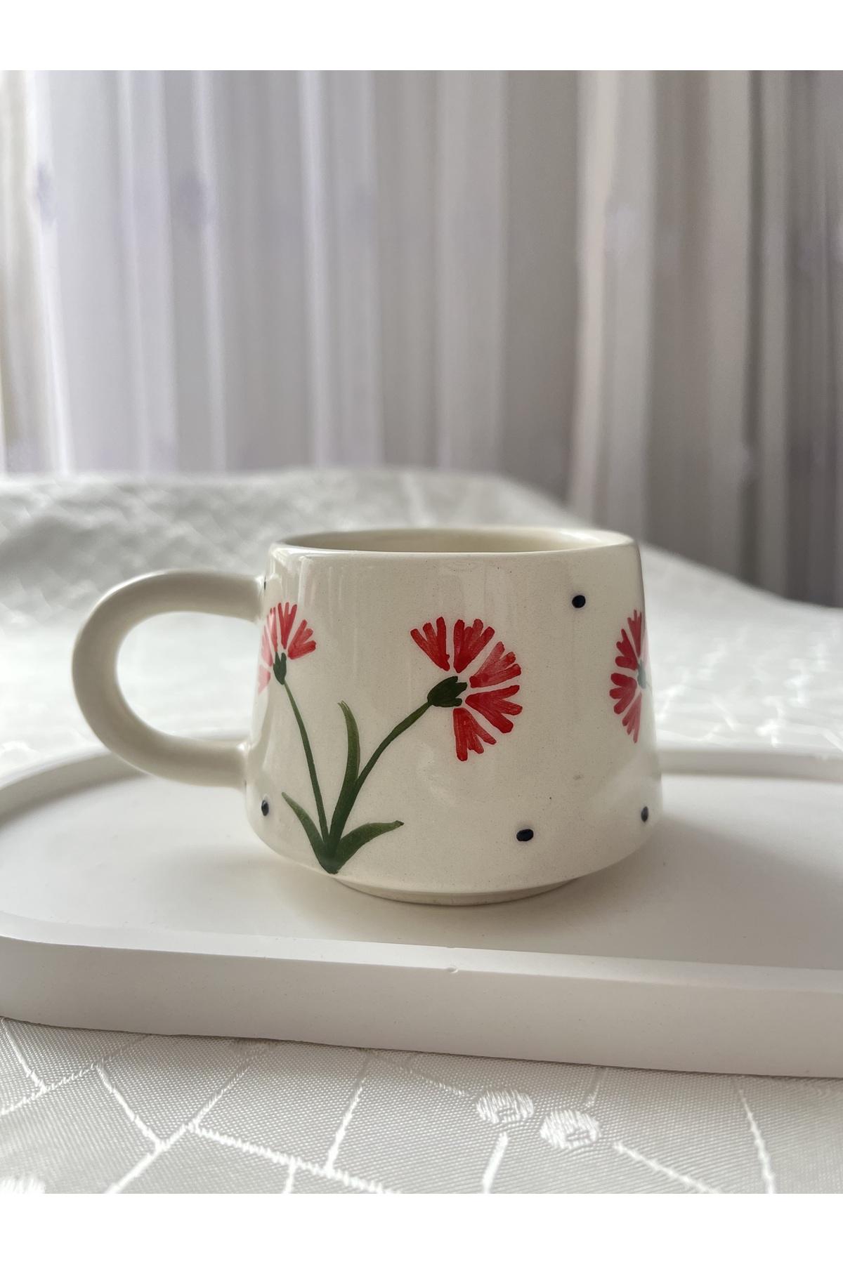 Çiçek Desenli Kupa Bardak Çay Kahve Fincanı
