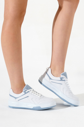 Tonny Black Kadın Beyaz Mavi Termo Taban Bağcıklı Spor Ayakkabı