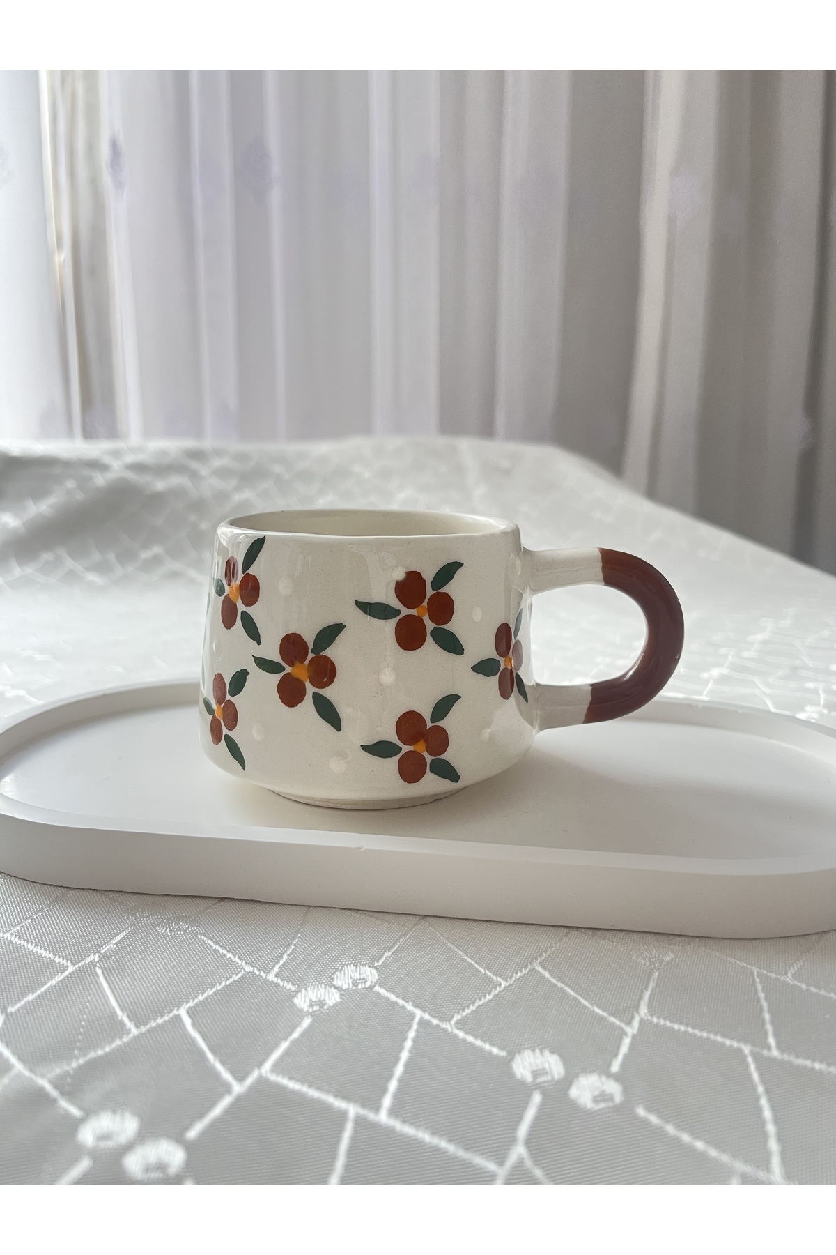 Çiçekli Kupa Bardak Çay Kahve Fincanı 200 ml