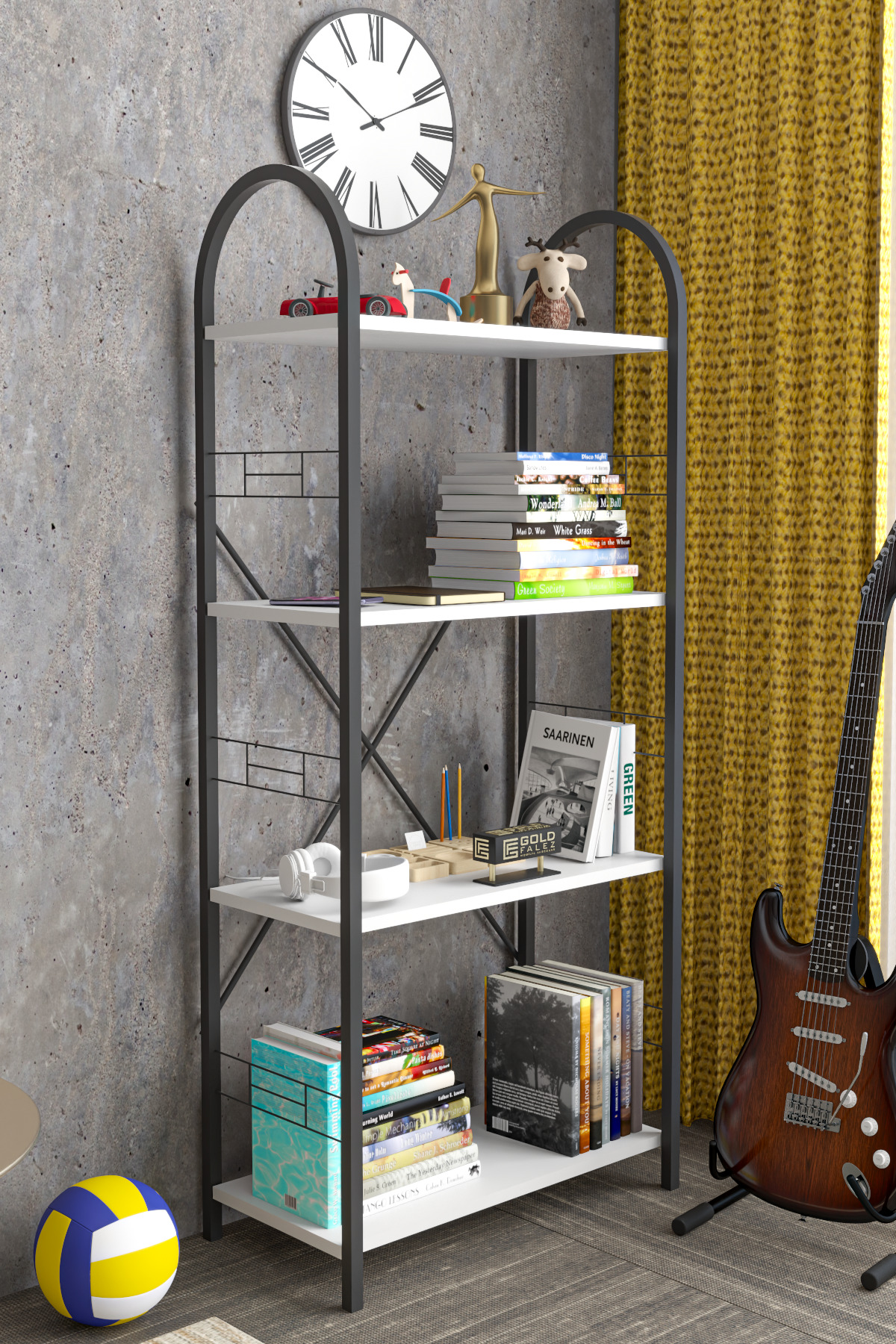 Goldfalez Metal Kitaplık Beyaz 150 cm görsel 3