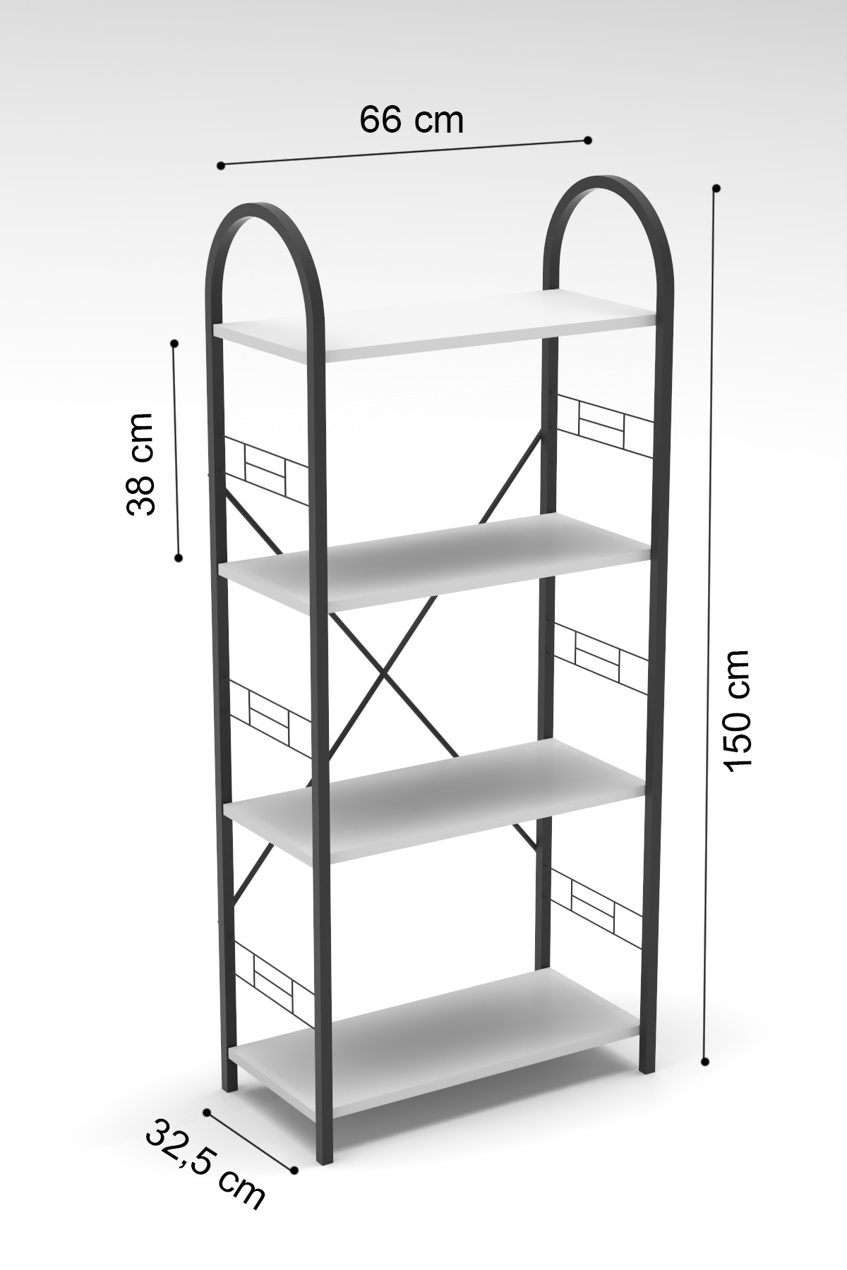 Goldfalez Metal Kitaplık Kahverengi 150 cm görsel 2