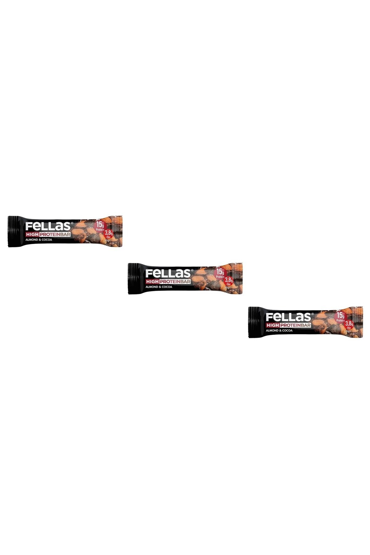 Fellas Yüksek Protein Bar - Bademli ve Kakaolu 45g (3 Adet)