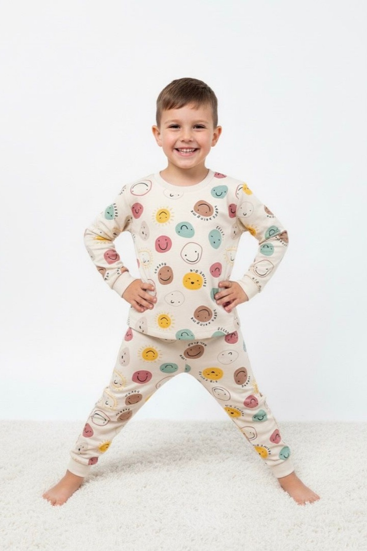 irkkids PAMUKLU UNİSEX RAHAT ÇOCUK PİJAMA TAKIMI EMOJİLER fotoğrafı 3 (önizleme)