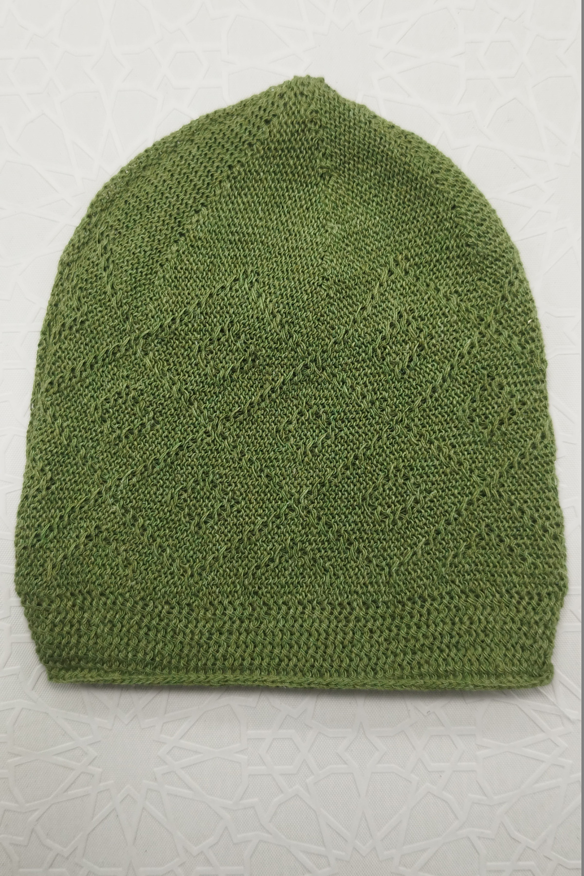 Kent Pazarı 1 Adet Namaz Takkesi Makine Örgüsü Yetişkin Hacı Takkesi -Haki- Yeşil Baklava Desen