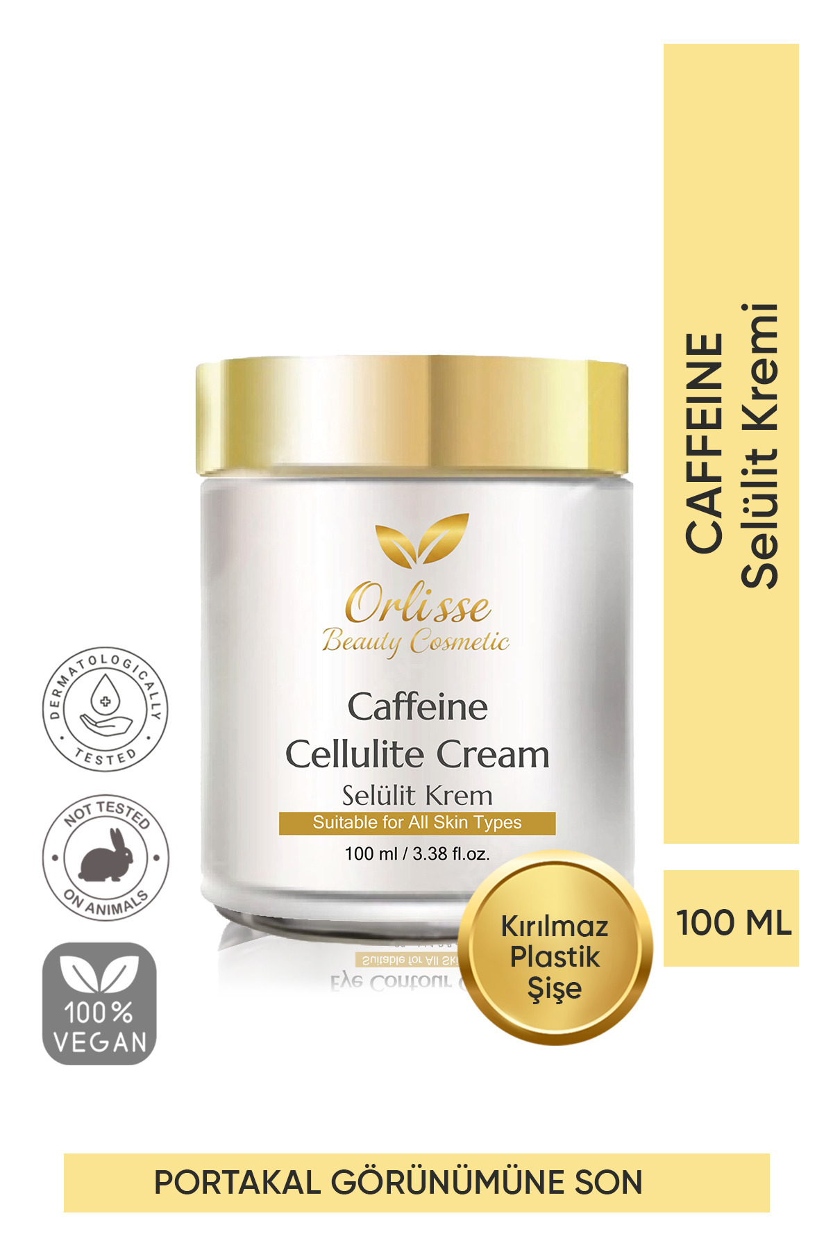 orlisse beauty cosmetic Kafeinli Selülit Kremi – Sıkılaştırıcı ve Pürüzsüzleştirici Cilt Bakım Kremi 200 ml