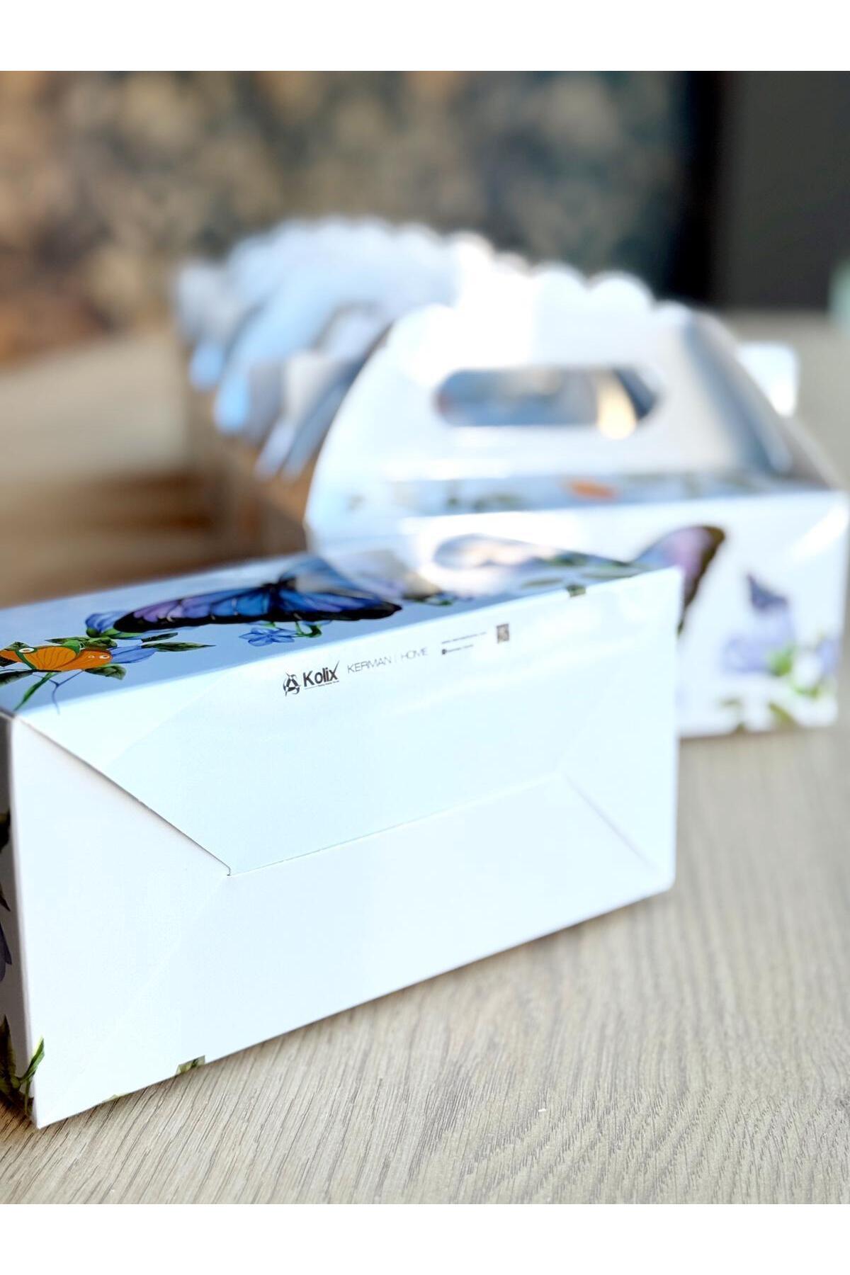 KOLİX Kelebek Kutusu 25 'li El Tutmalı Çanta Doğum Günü Hediye Kutusu Pasta Kutusu fotoğrafı 3 (önizleme)