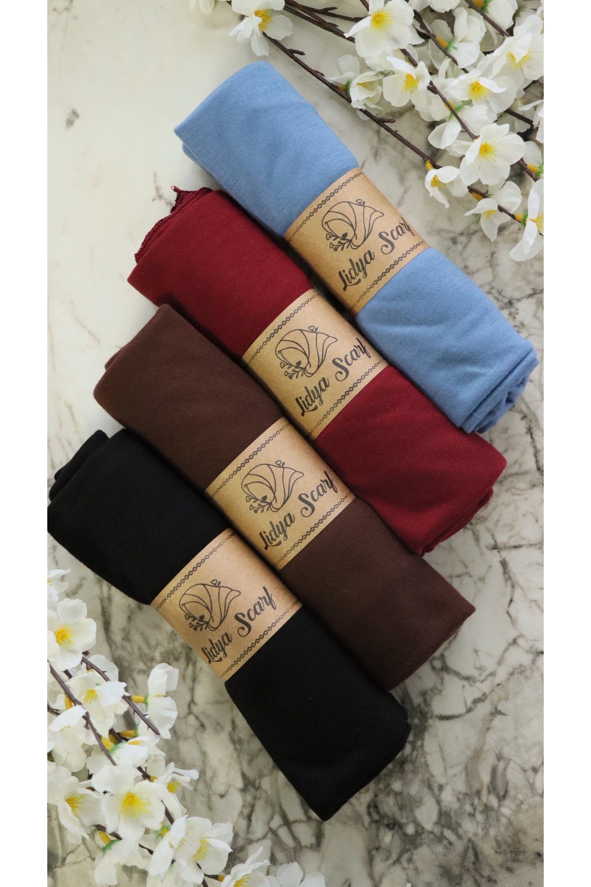 4-Piece Soft Textured Combed Cotton Shawl Set
