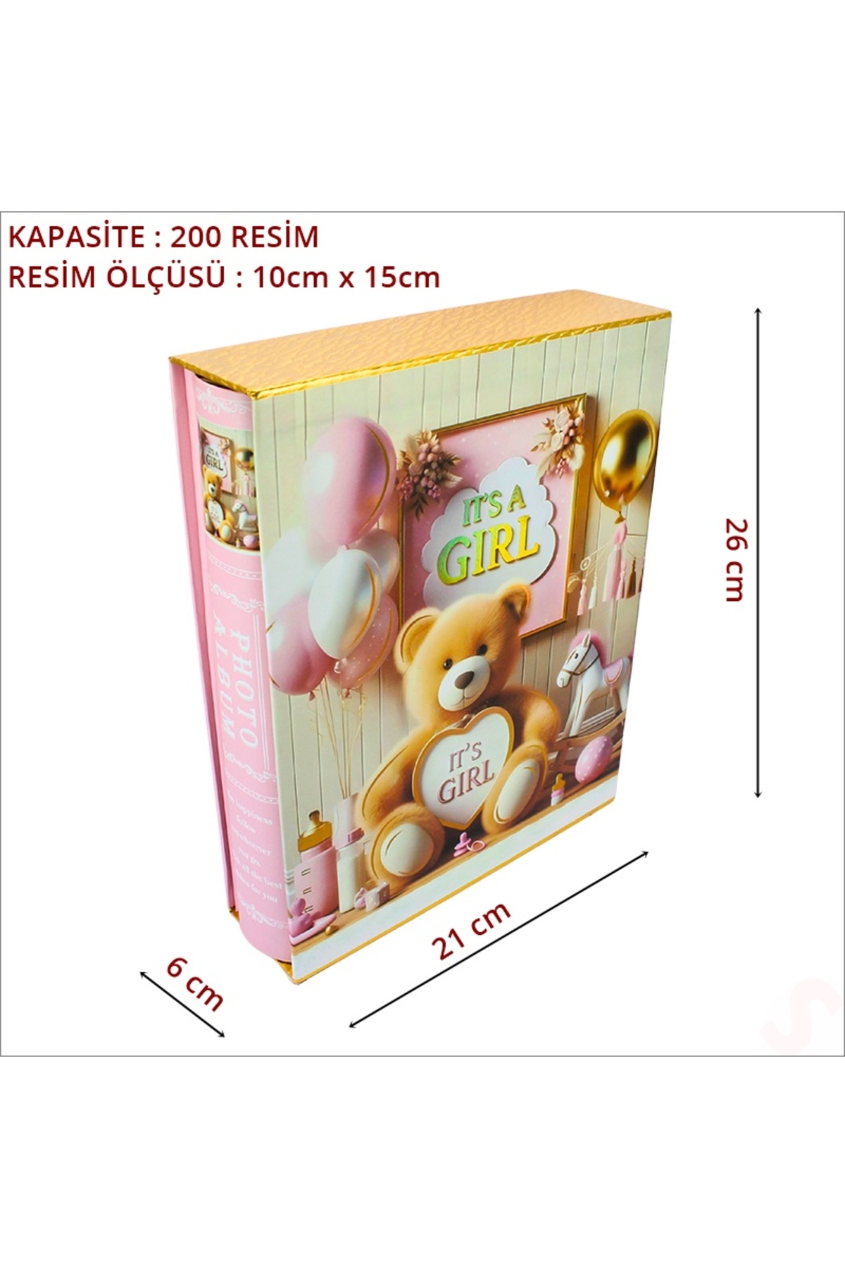 Süsle Baby Party Bebek Fotoğraf Albümü, Kutulu ve 200 Resimlik - Pembe fotoğrafı 2 (önizleme)