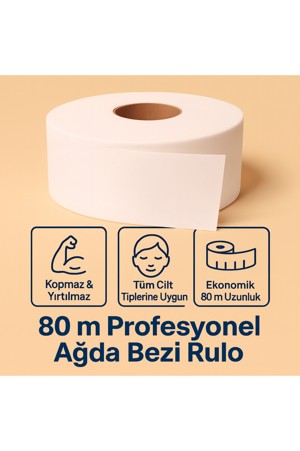 Owersea 80 Metre Ağda Bezi Rulo – Yırtılmaz Kopmaz, Tüm Cilt Tiplerine Uygun Profesyonel Kullanım.