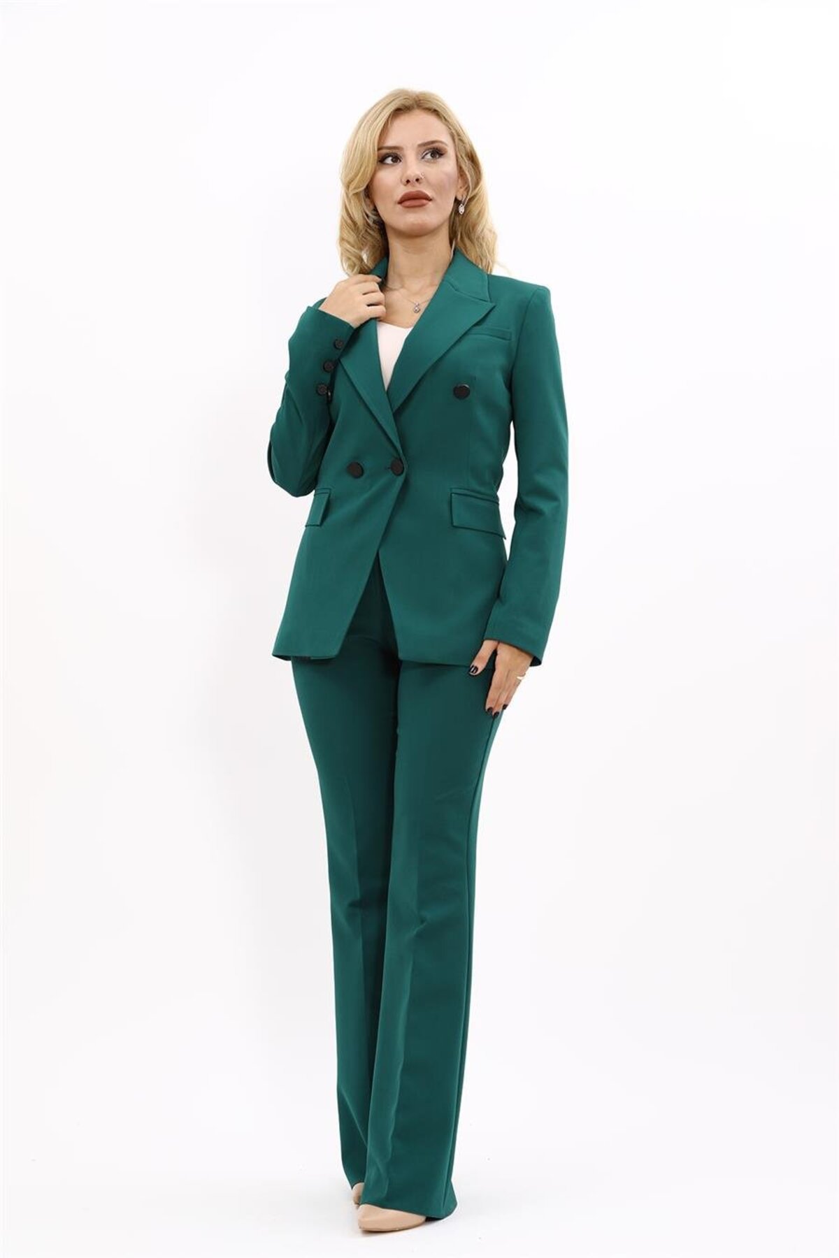 Men's Neck Cross Jacket & Leg Pants-Emerald