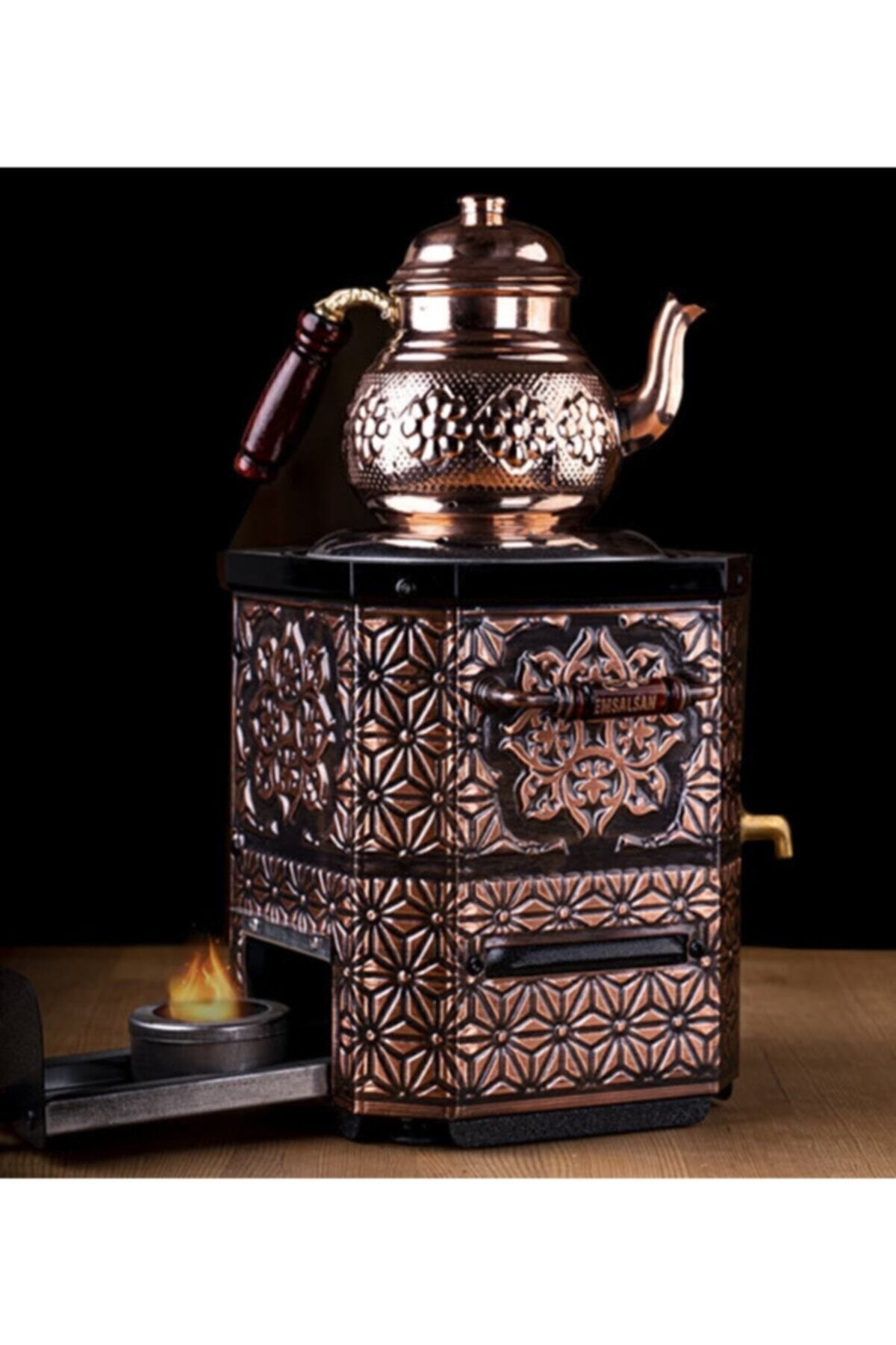 Genel Markalar Nostaljik jelli çay semaveri, bakır demlik ile şık ve geleneksel tasarım