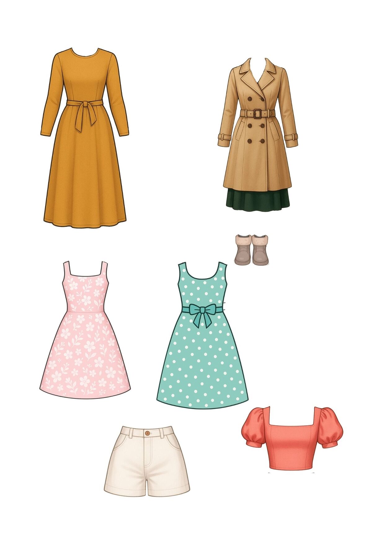 ست لباس‌پوشانی عروسک پرنسس کاغذی برای کودکان / ست فعالیت چسب‌زن