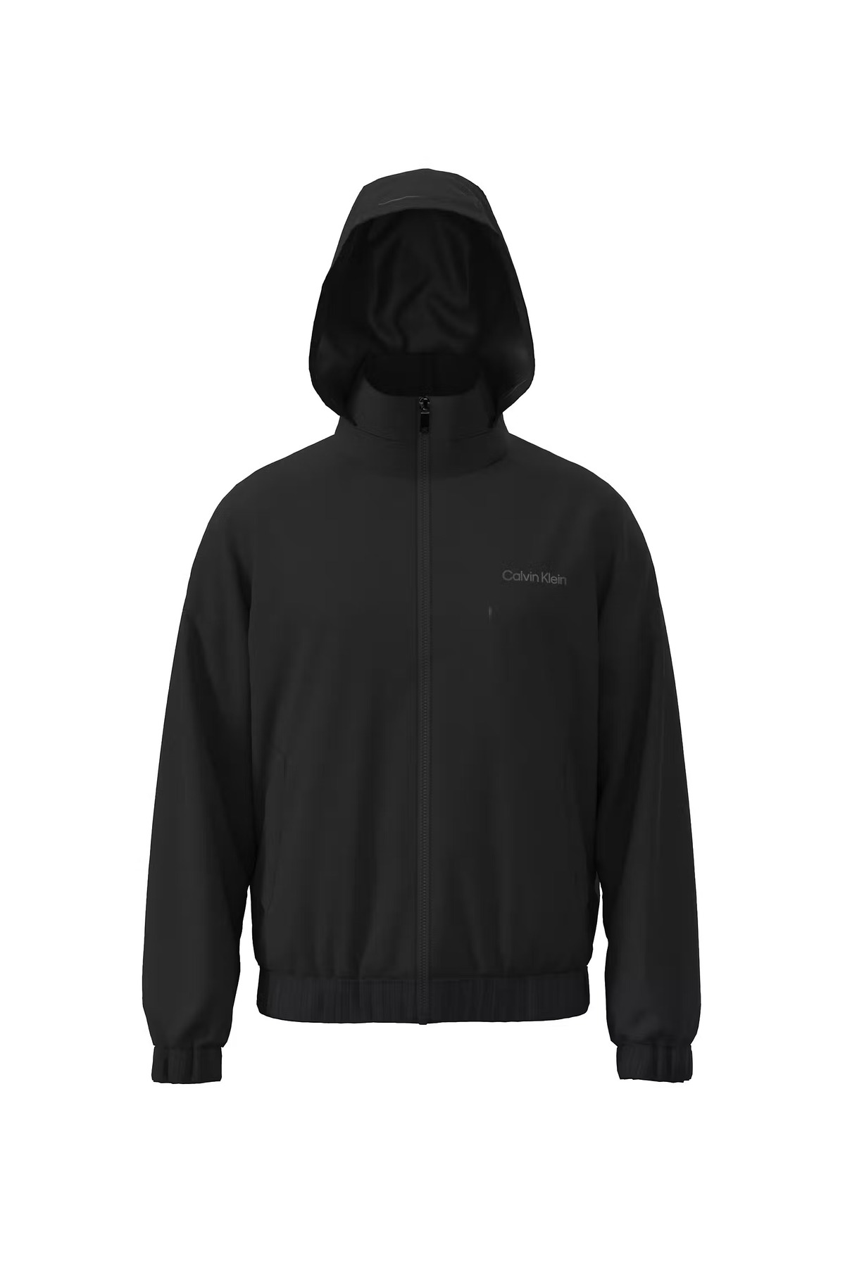 کلوین کلاین کاپشن مردانه آستین بلند یقه کلاه دار پارچه ای طرح چتر نجات با جزئیات جیب دار، مشکی LV04LC511G-UB1