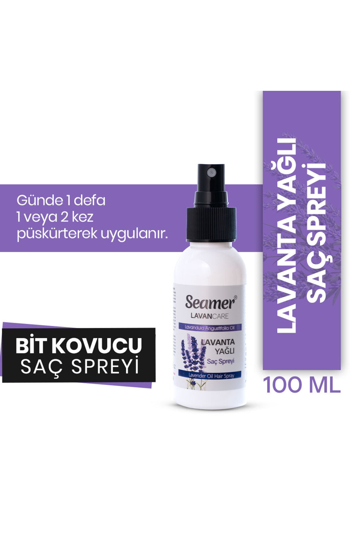 Seamer Lavanta Yağlı Saç Spreyi (bit-sirke engelleyici) — lvncare-lvn100sprey