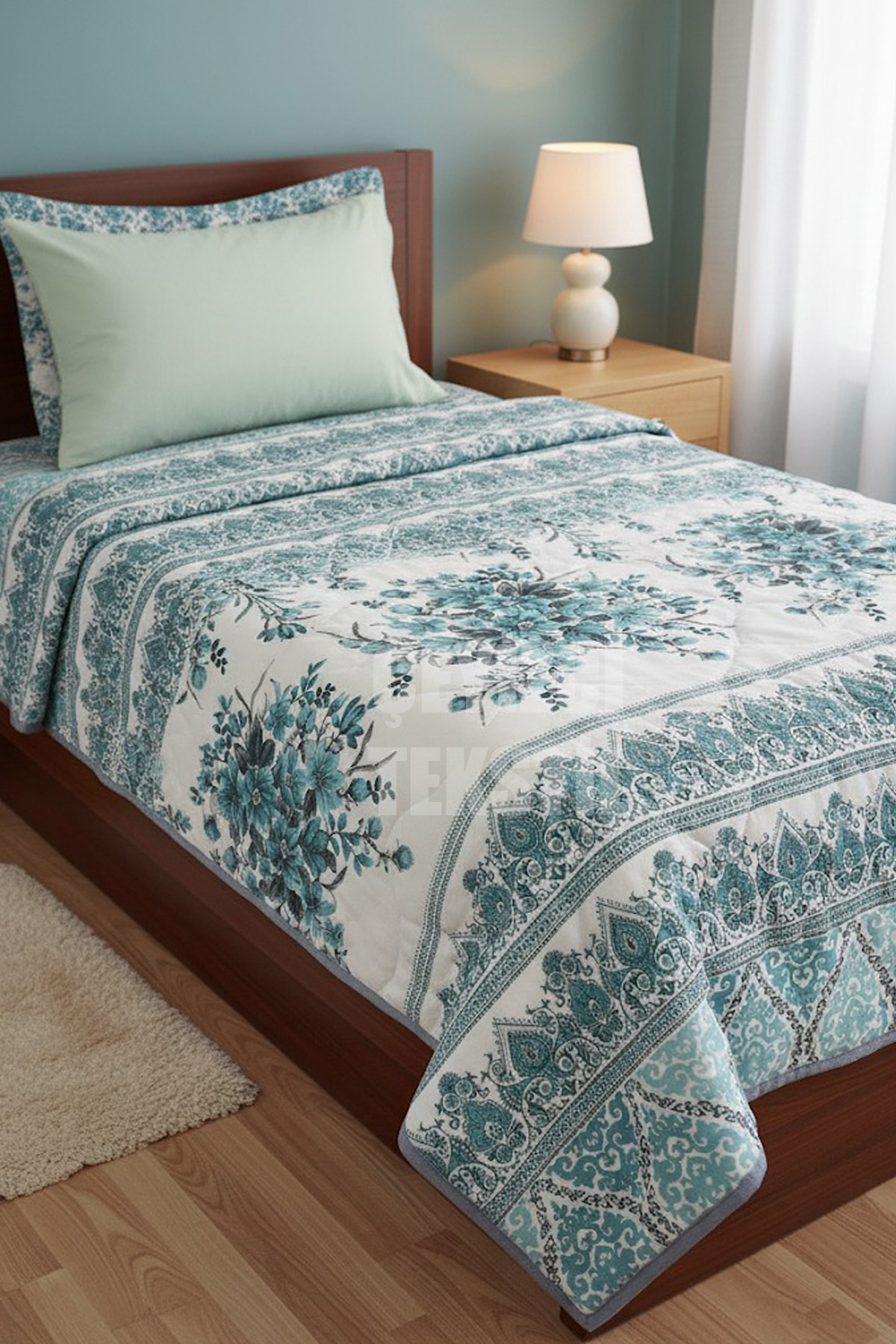 Çt Çeyizci Tekstil Çiçekli Tek Kişilik Yazlık Tek Pike Örtüsü | Tek Pike 160x230cm Yastıksız