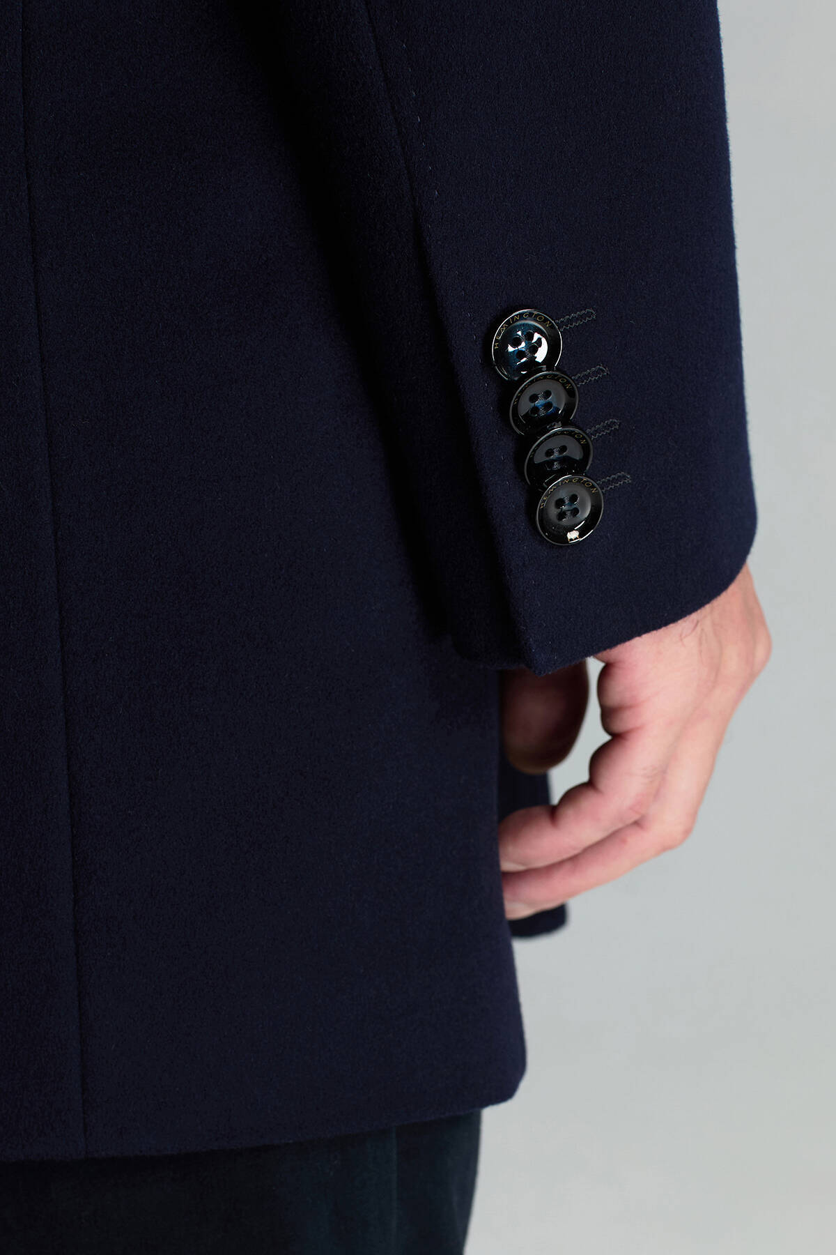 Hemington  İtalyan Saf Yün Lacivert Palto - Görsel 4